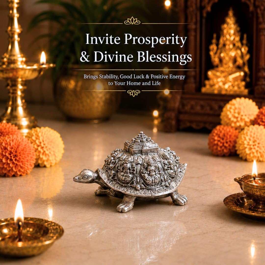 Ashta Lakshmi Tortoise Silver-Plated Idol - Image 3