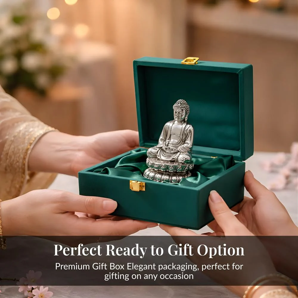 Buddha Silver-Plated Idol (4") - Image 3