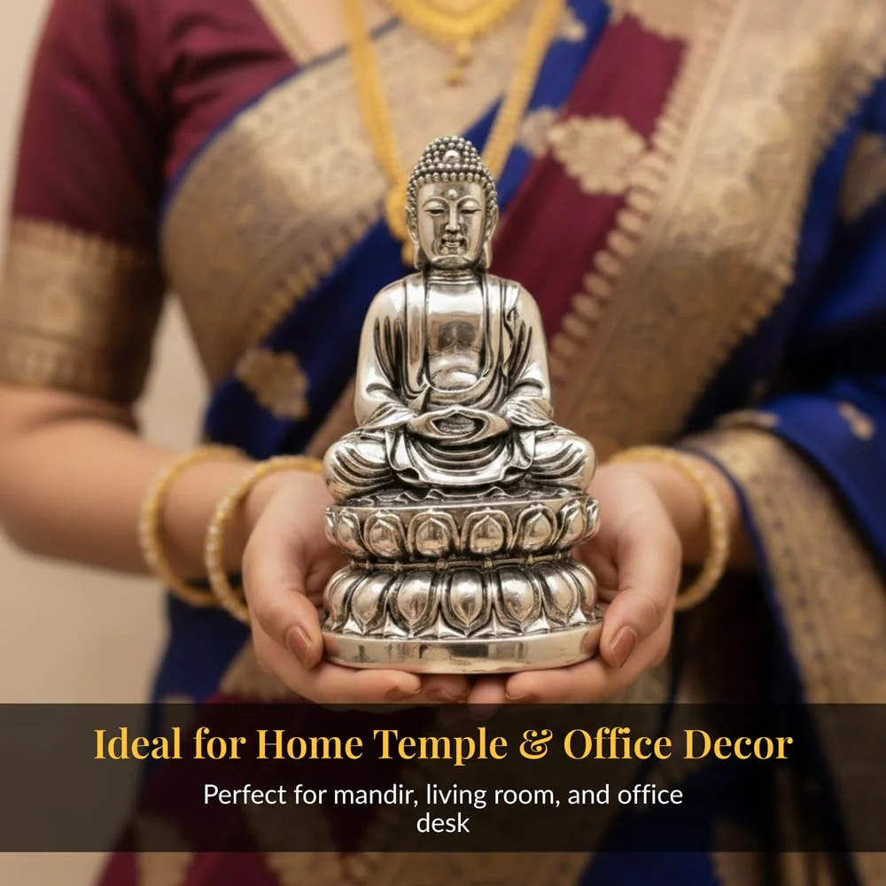 Buddha Silver-Plated Idol (4") - Image 7