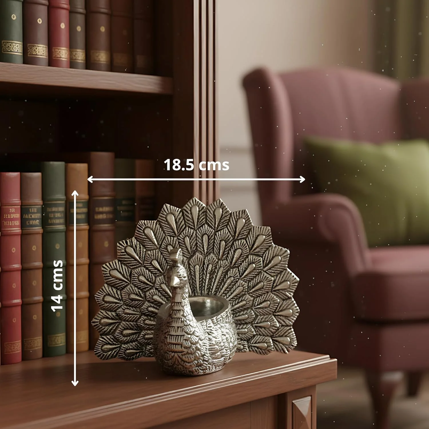 Peacock Candle Holder Silver-Plated (6") - Image 2