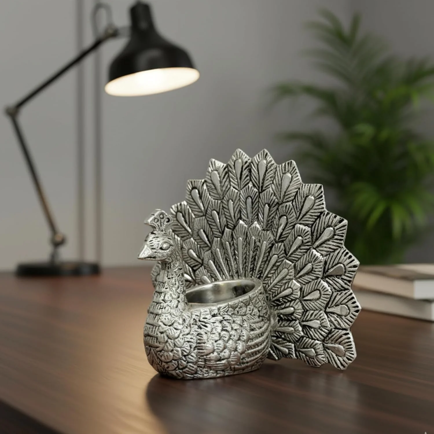 Peacock Candle Holder Silver-Plated (6") - Image 5