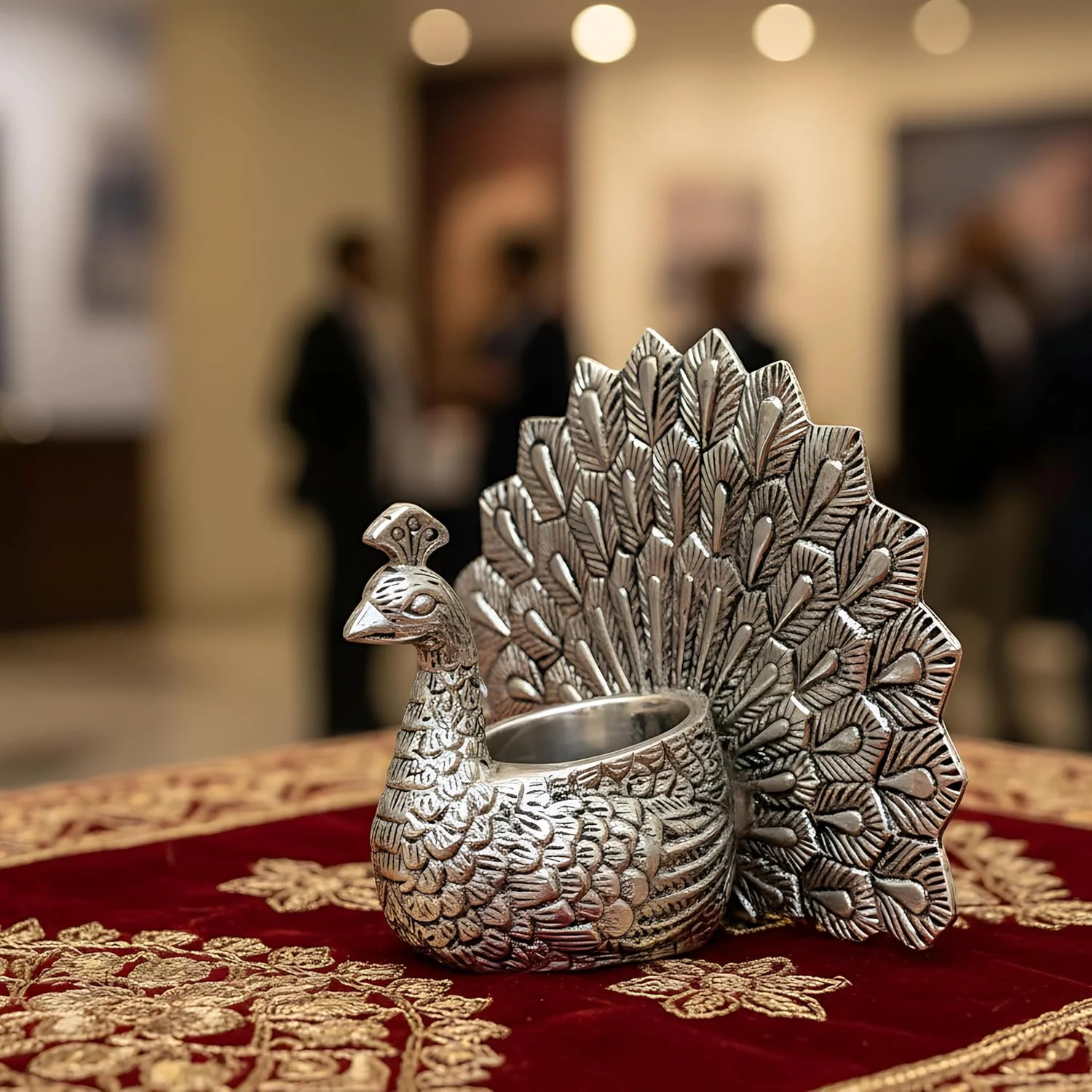 Peacock Candle Holder Silver-Plated (6") - Image 6