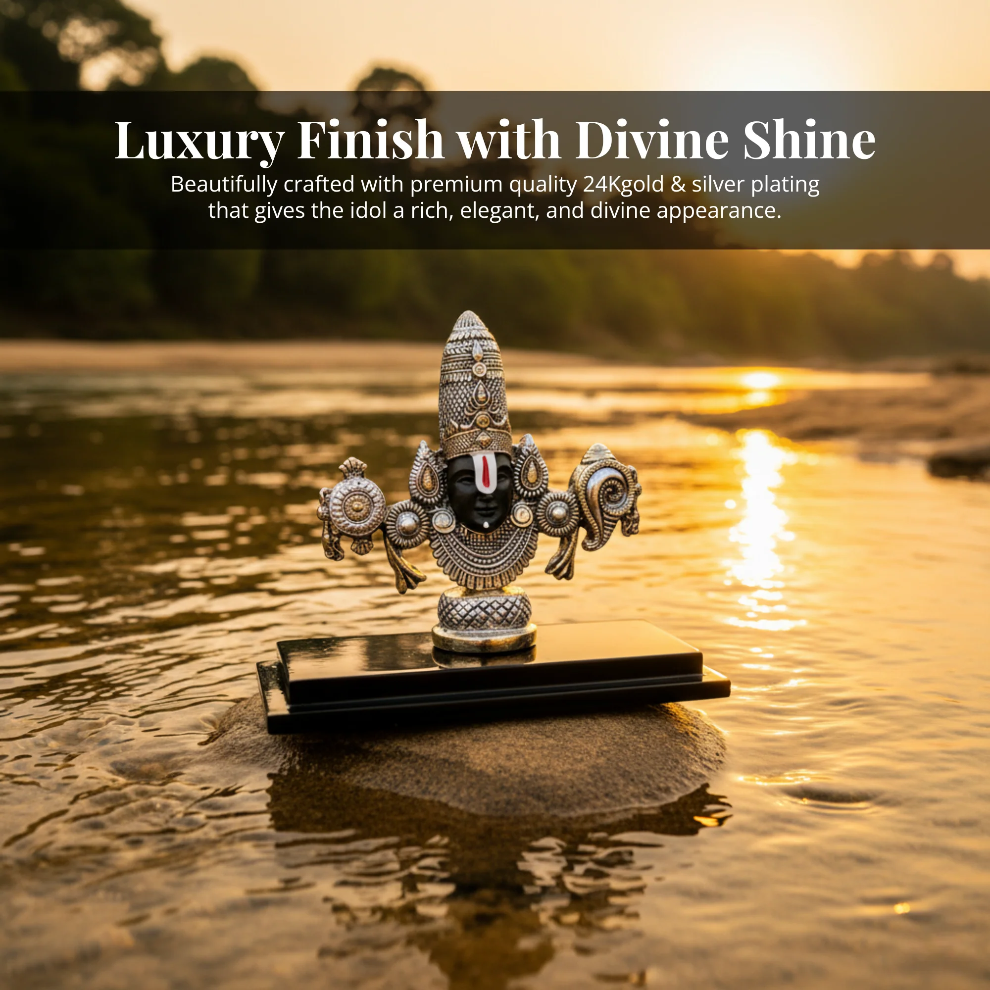 Lord Venkateswara Balaji Antique Silver & Gold Plated Idol - Image 10