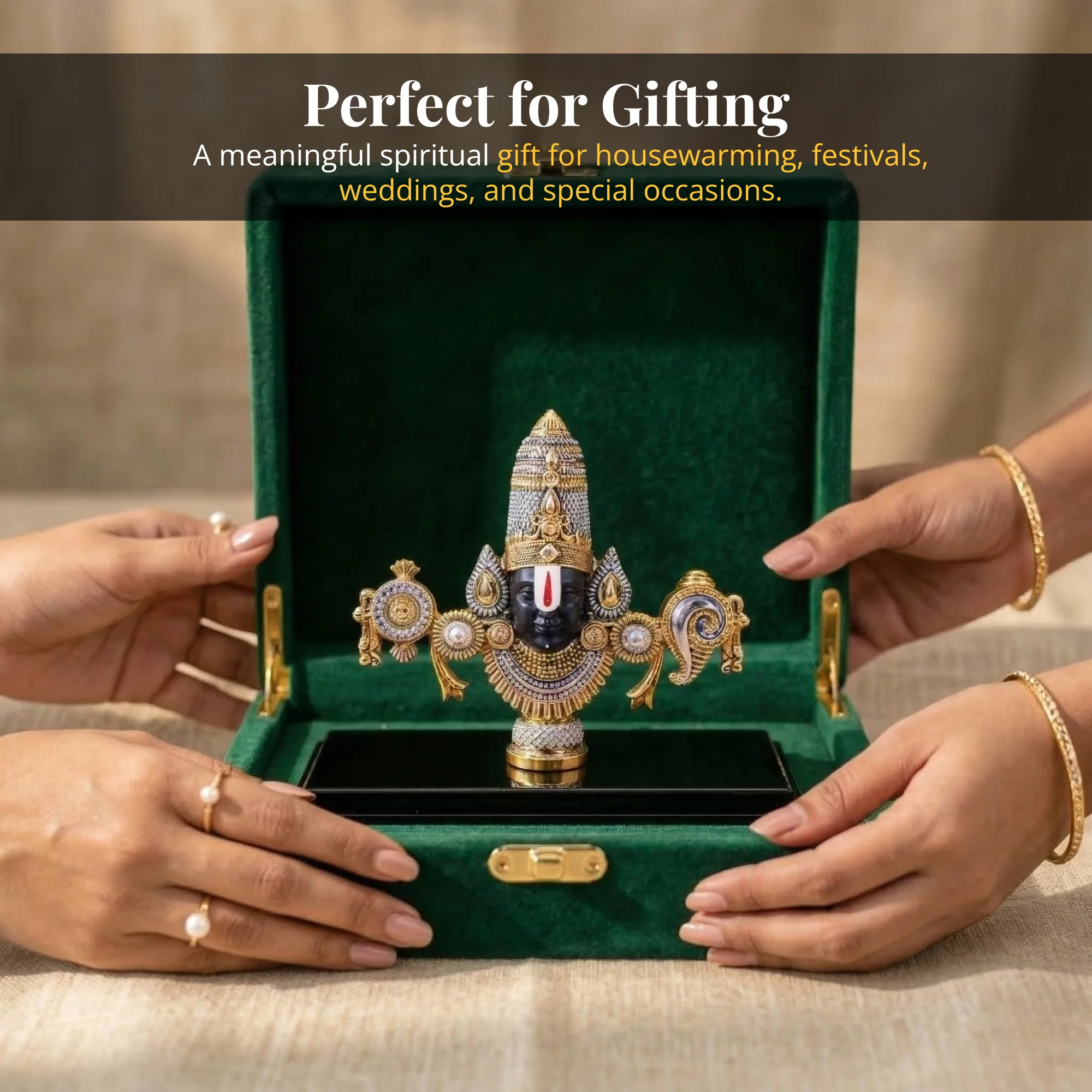 Lord Venkateswara Balaji Antique Silver & Gold Plated Idol - Image 9