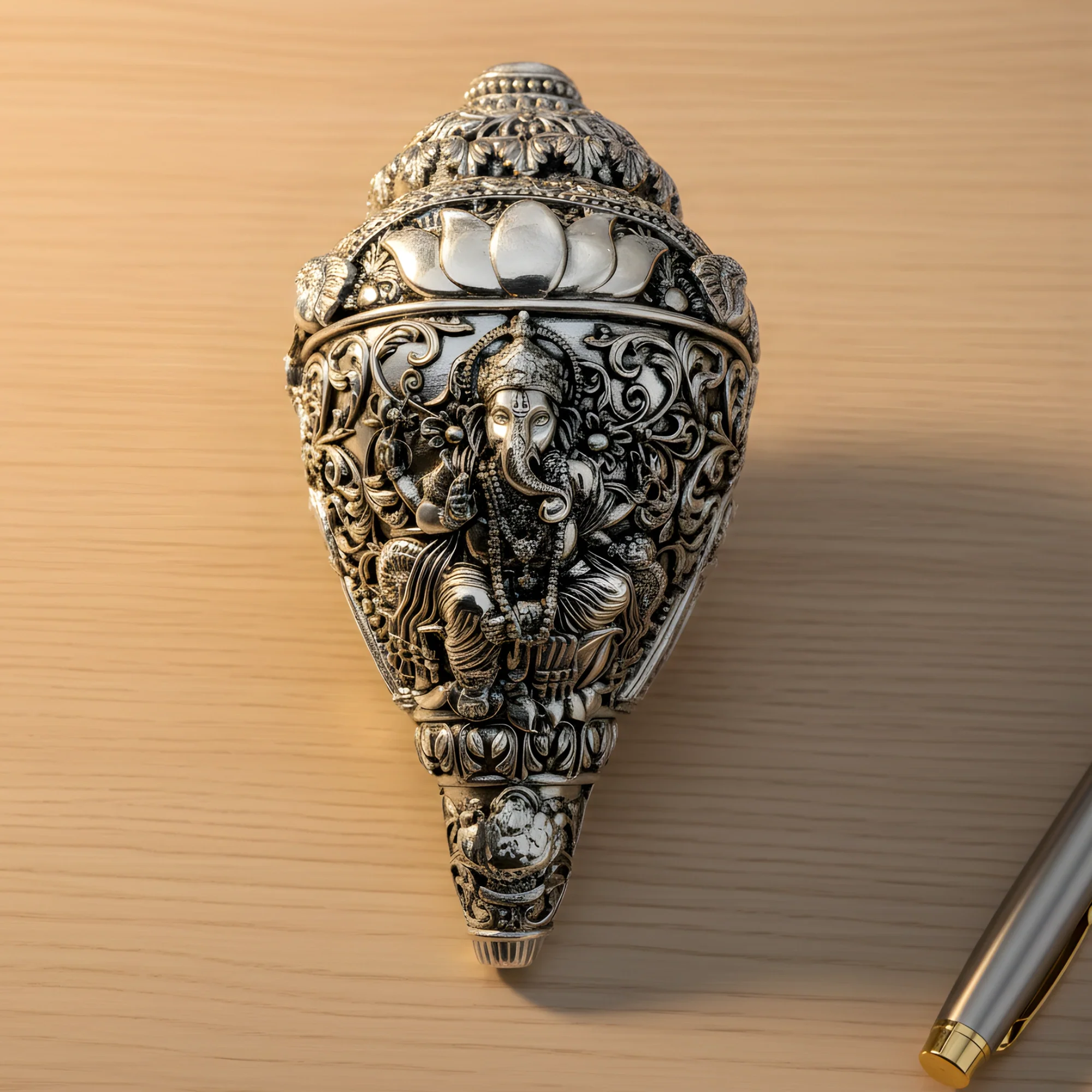 Ganesh Shankh Silver-Plated (6") - Image 5