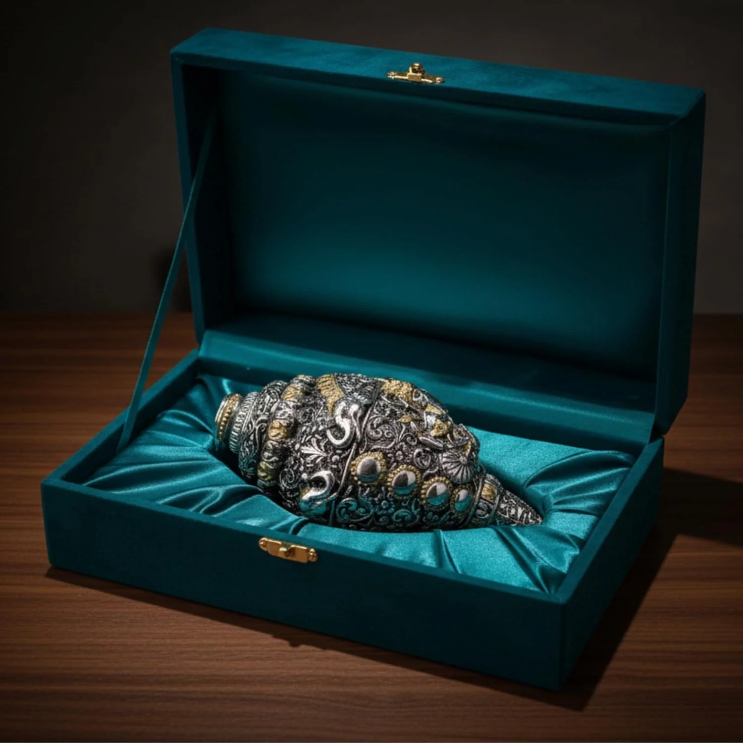 Ganesha Shankh Gold & Silver-Plated (5.2") - Image 3