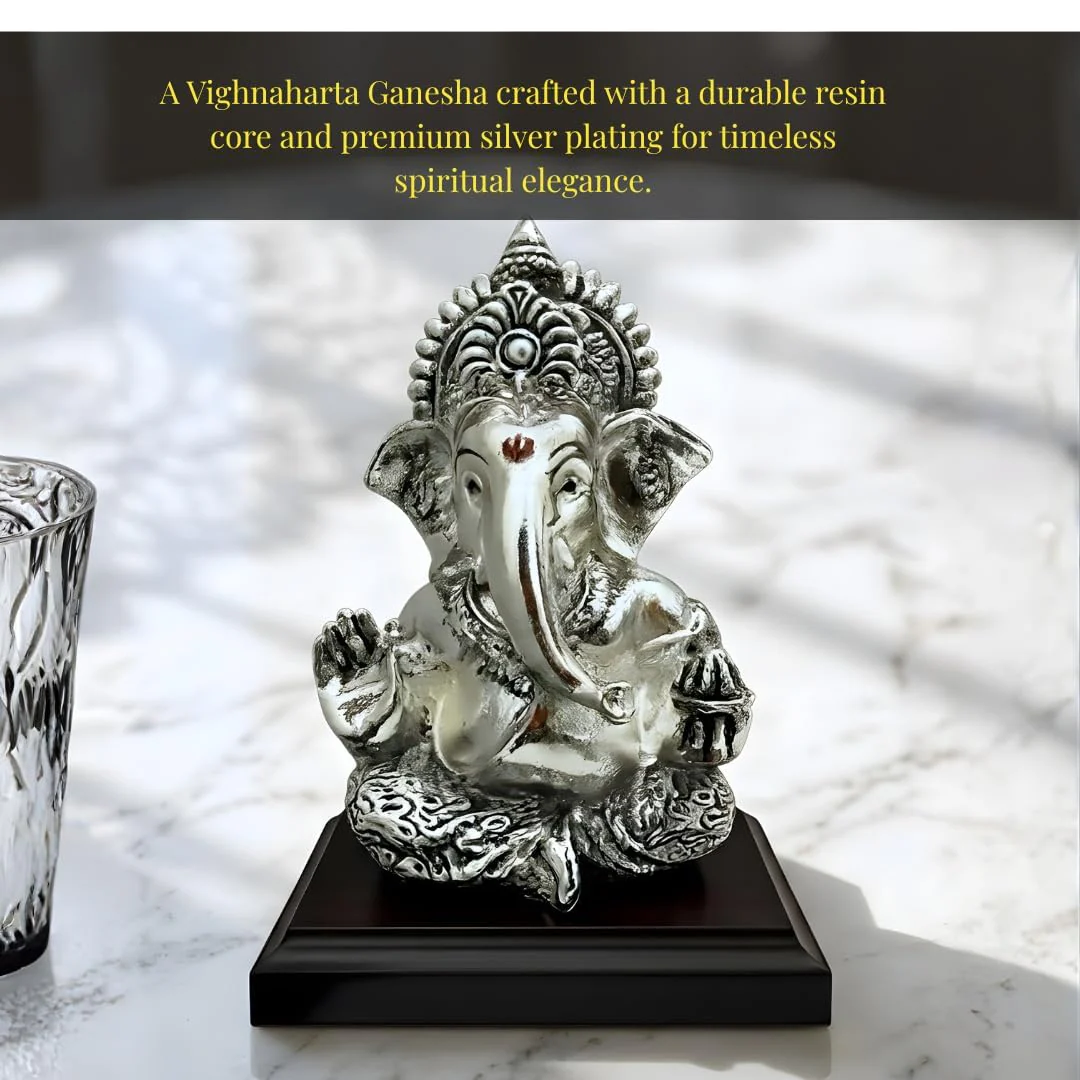 Ganesha Silver-Plated Idol (3.7") - Image 6