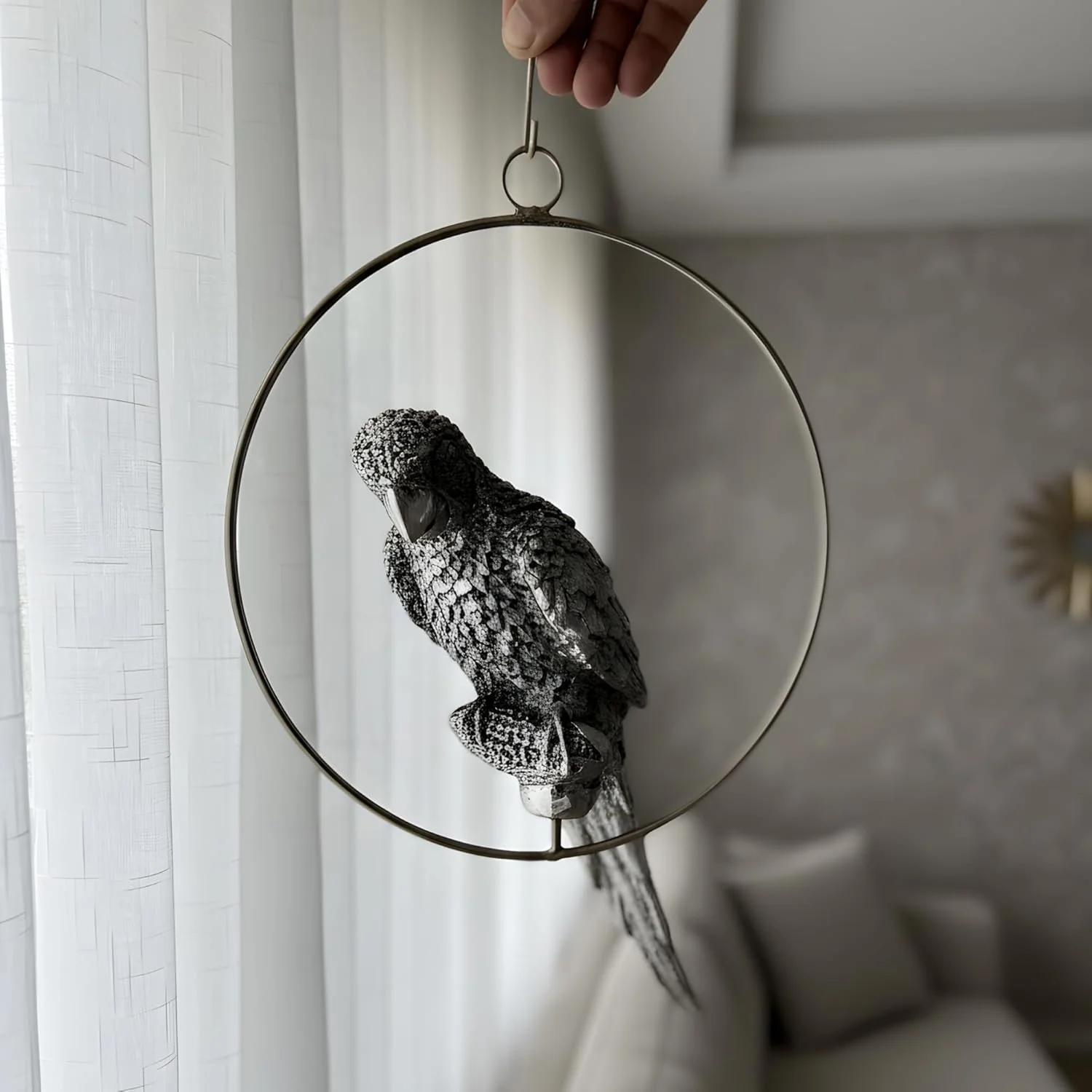 Hanging Parrot Silver-Plated Showpiece (8") - Image 3