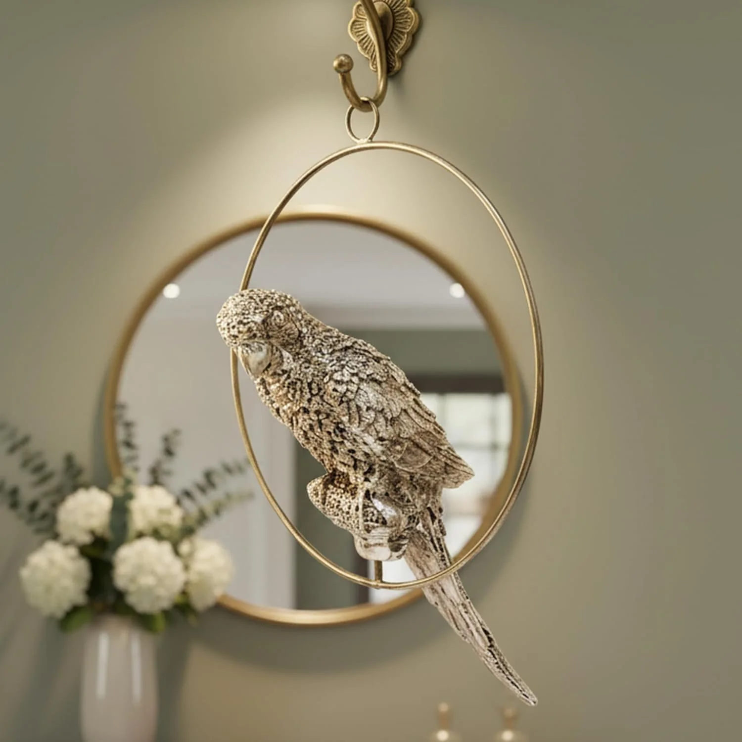 Hanging Parrot Silver-Plated Showpiece (8") - Image 5