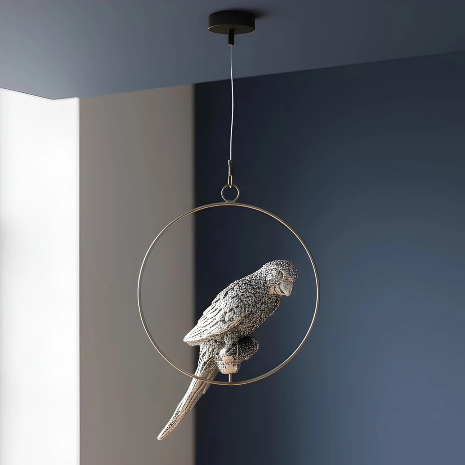 Hanging Parrot Silver-Plated Showpiece (8") - Image 6