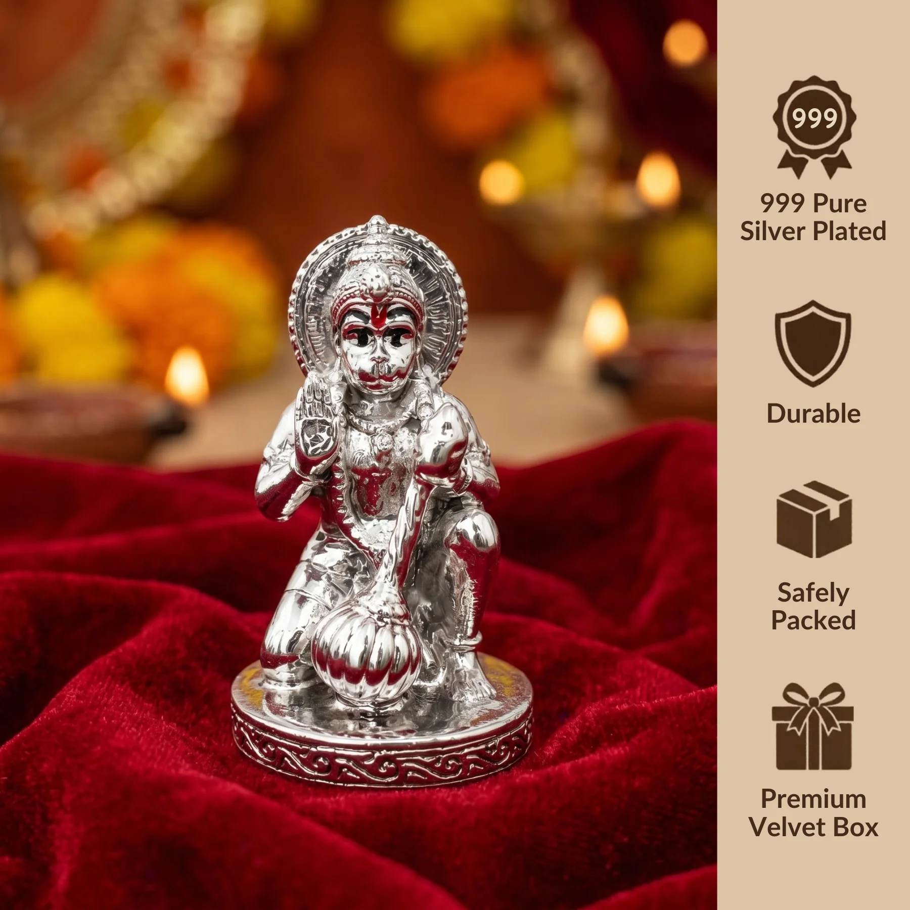 Hanuman Silver-Plated Idol - Image 3