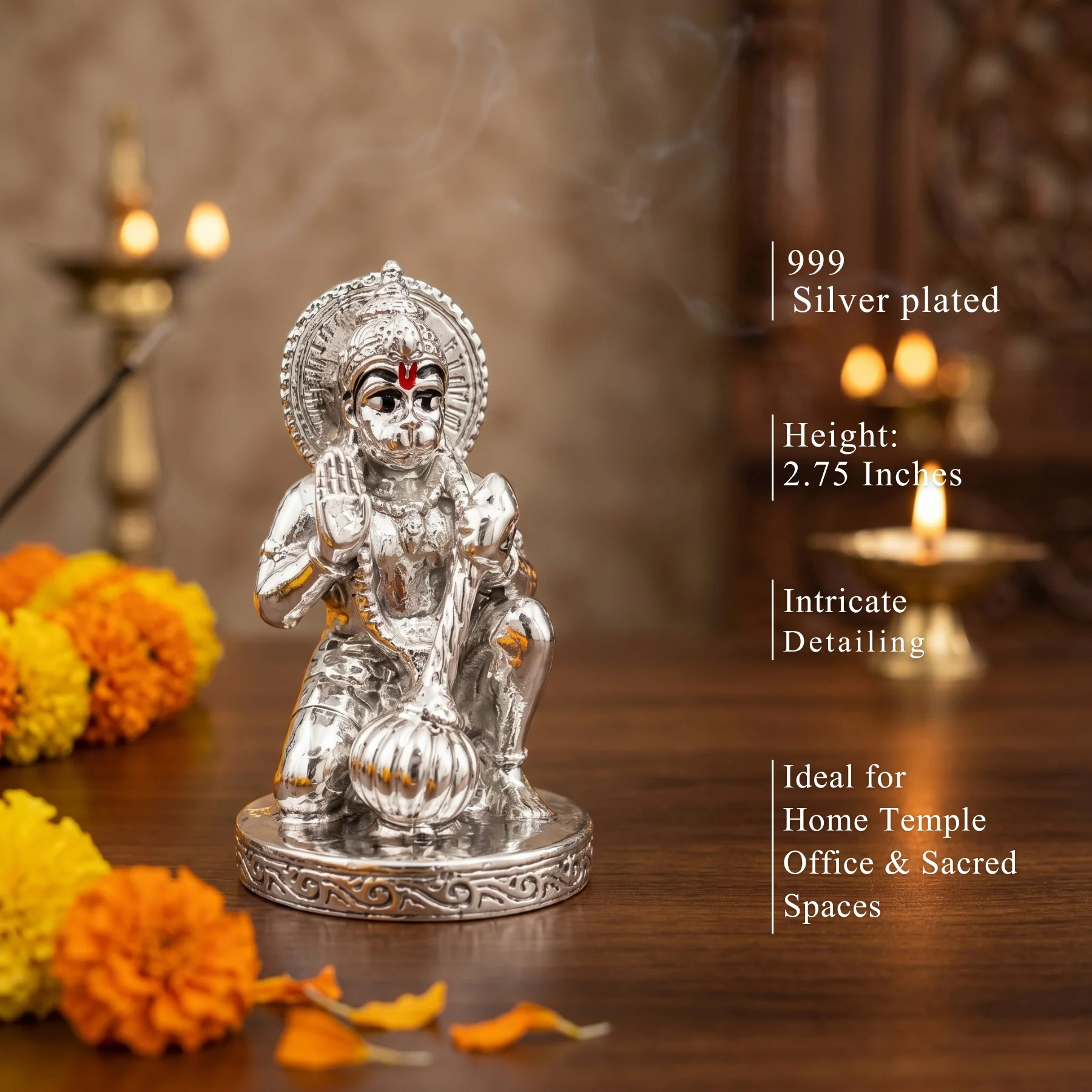 Hanuman Silver-Plated Idol - Image 6