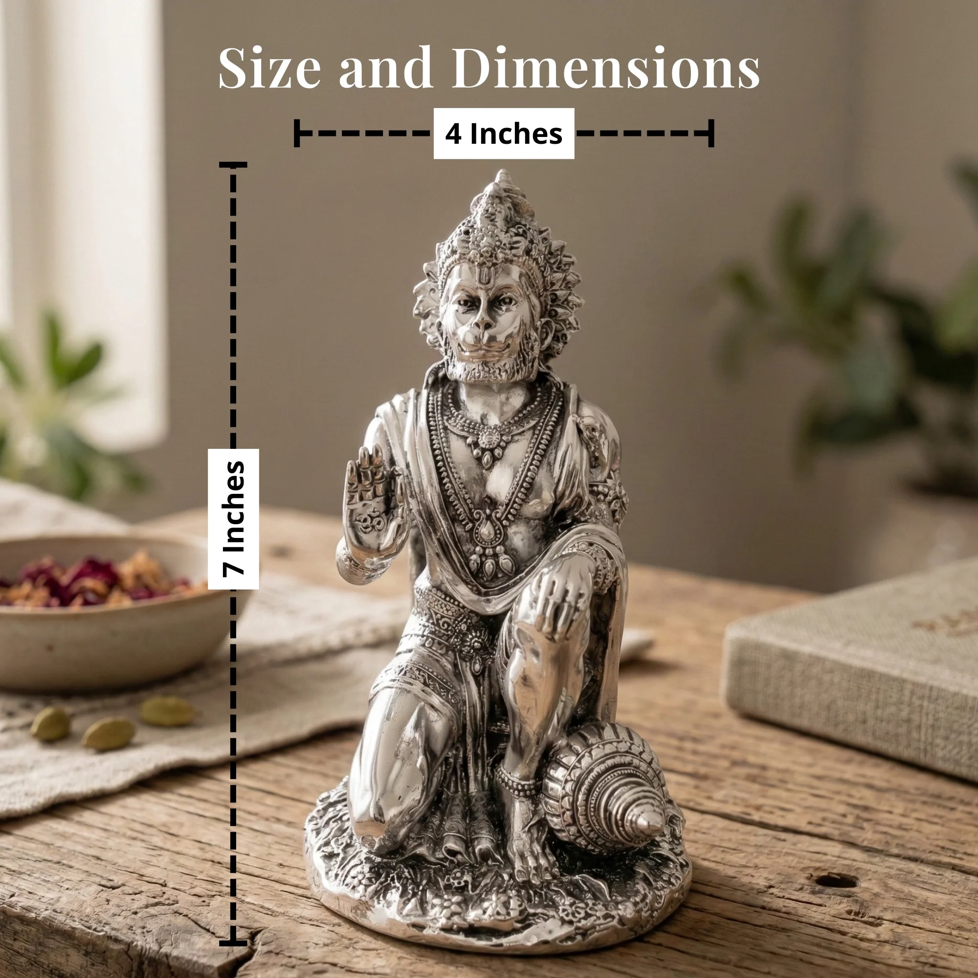 Hanuman Silver-Plated Idol (7") - Image 2