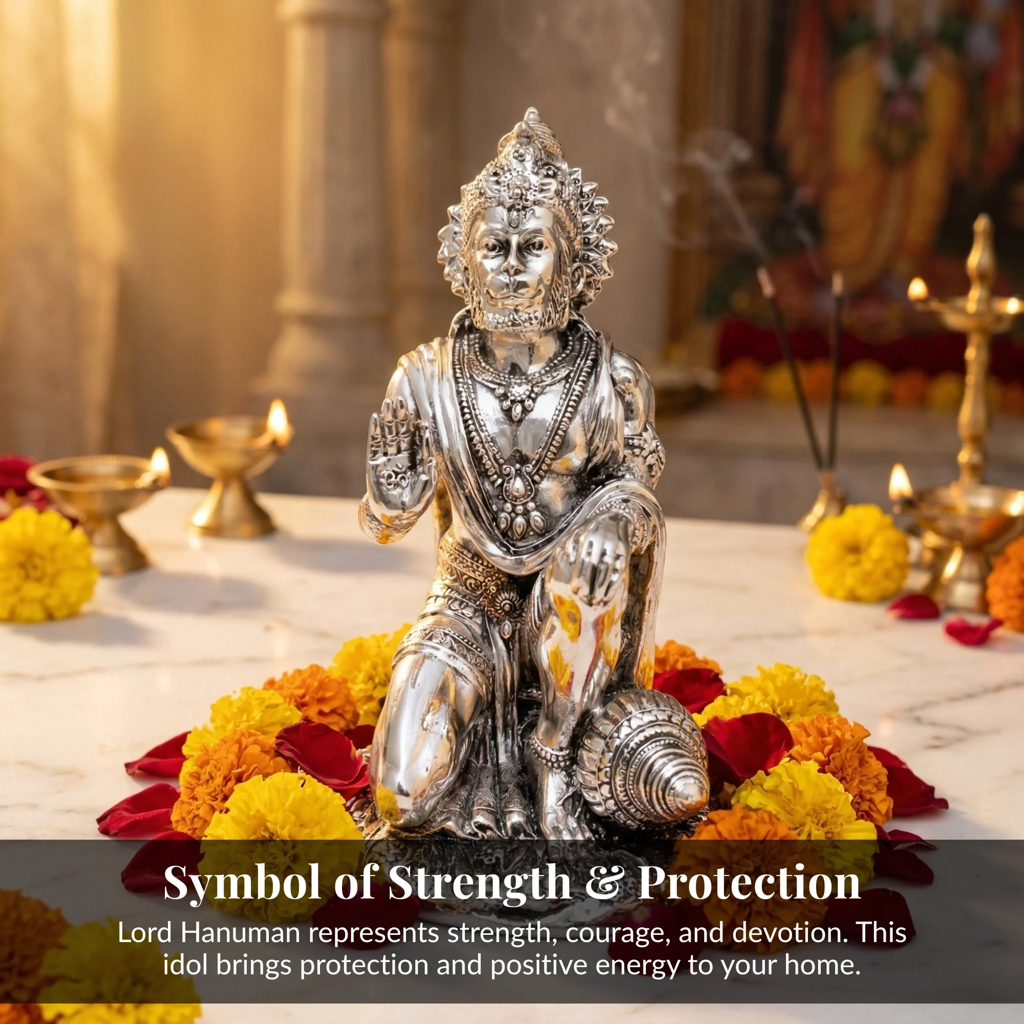 Hanuman Silver-Plated Idol (7") - Image 3