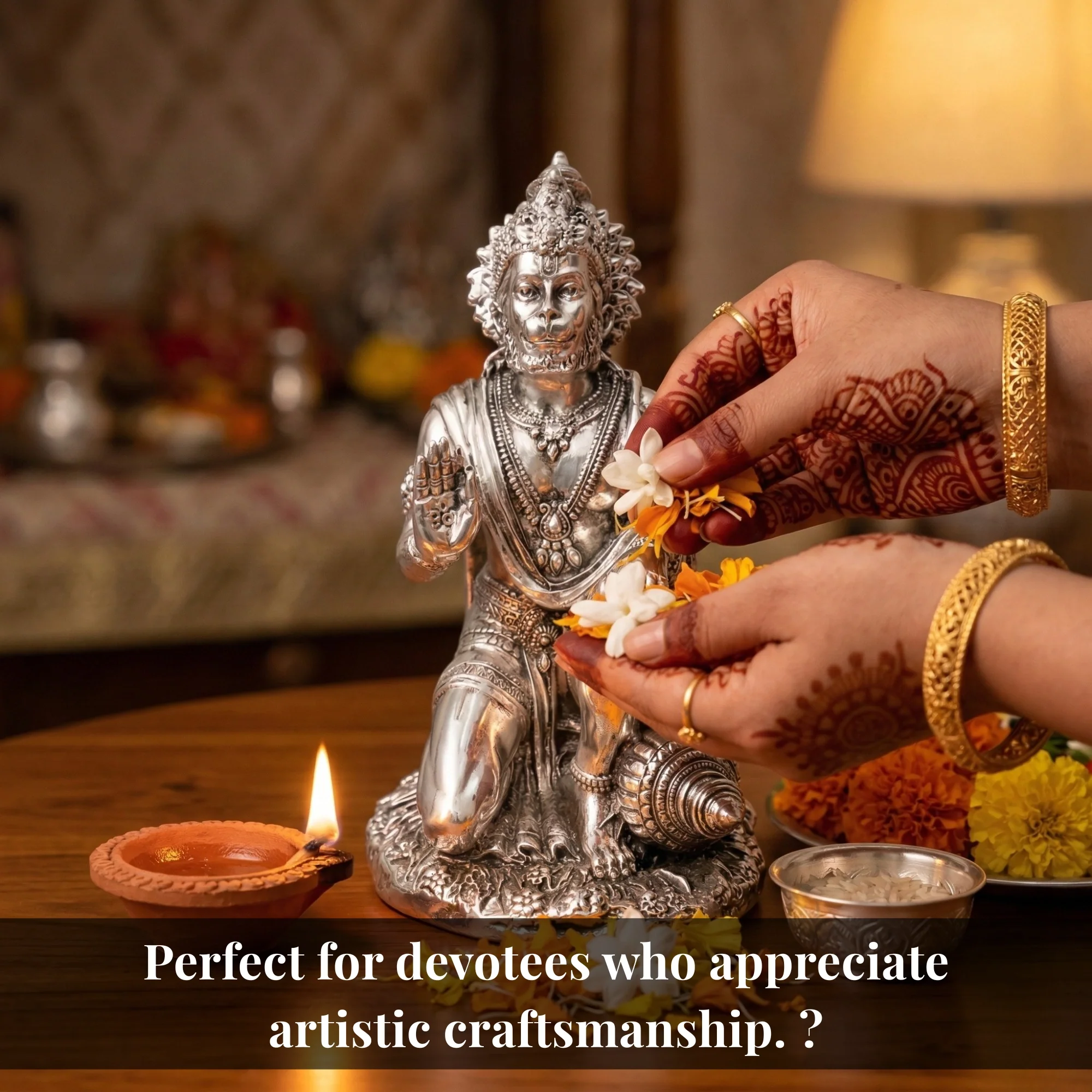 Hanuman Silver-Plated Idol (7") - Image 4