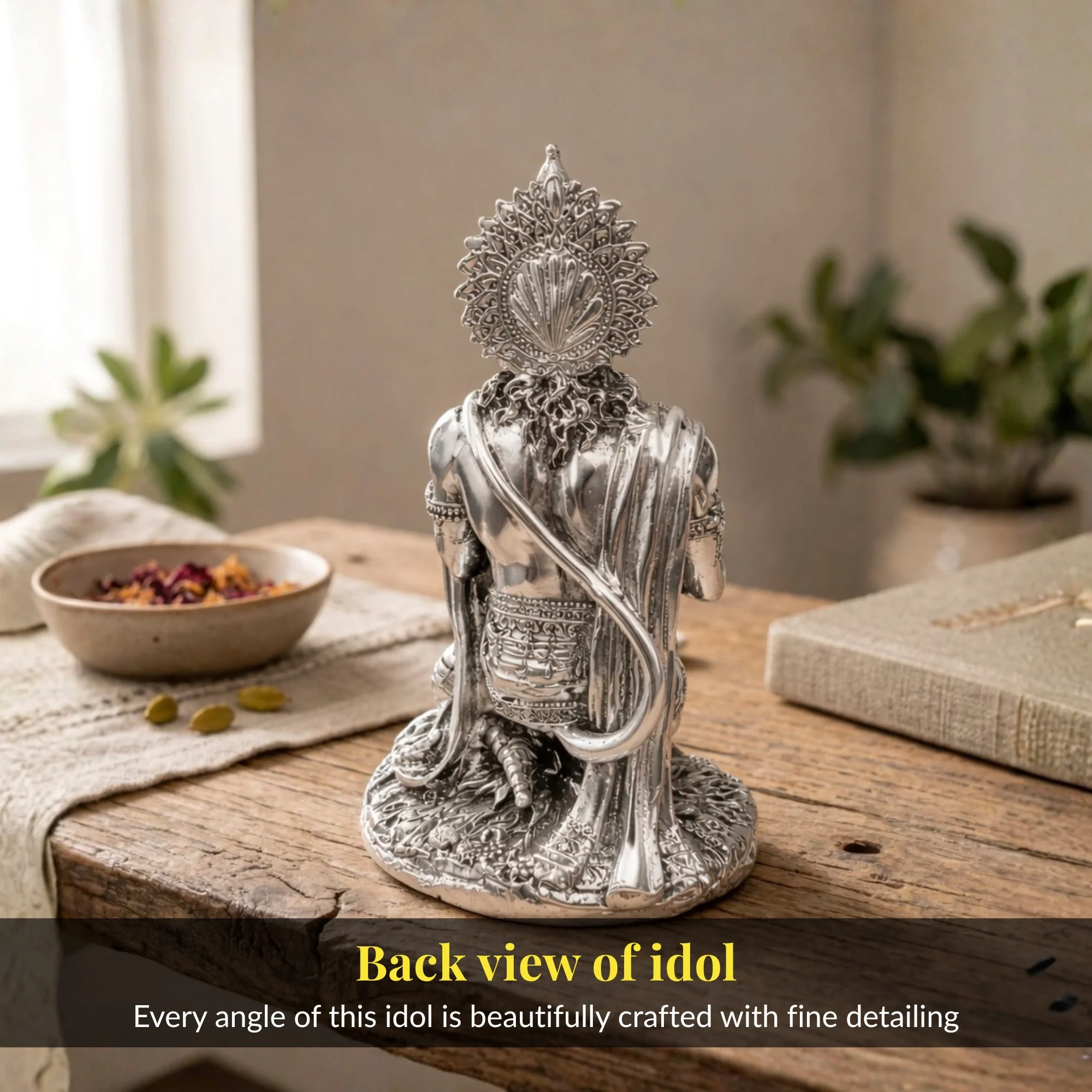 Hanuman Silver-Plated Idol (7") - Image 6
