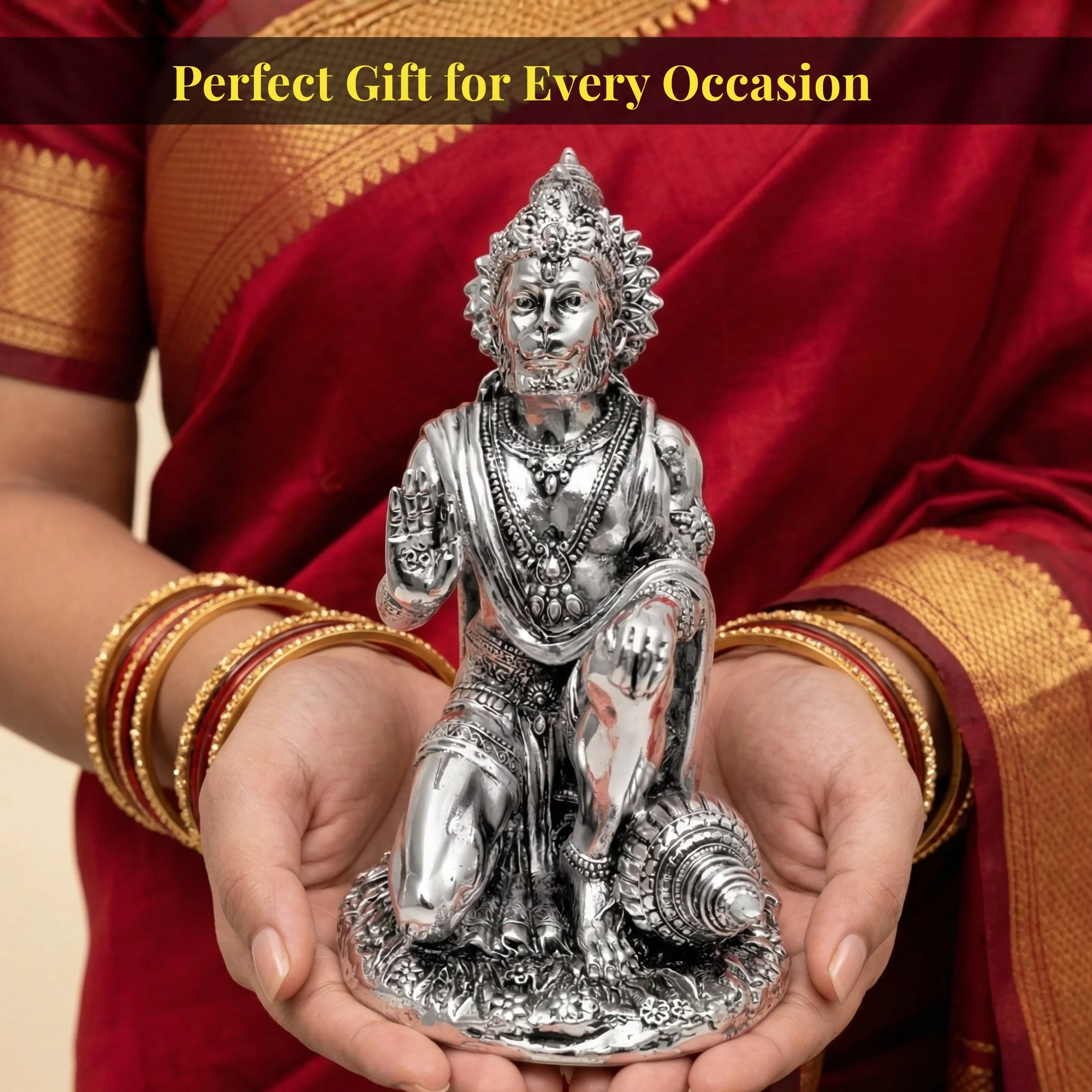 Hanuman Silver-Plated Idol (7") - Image 7