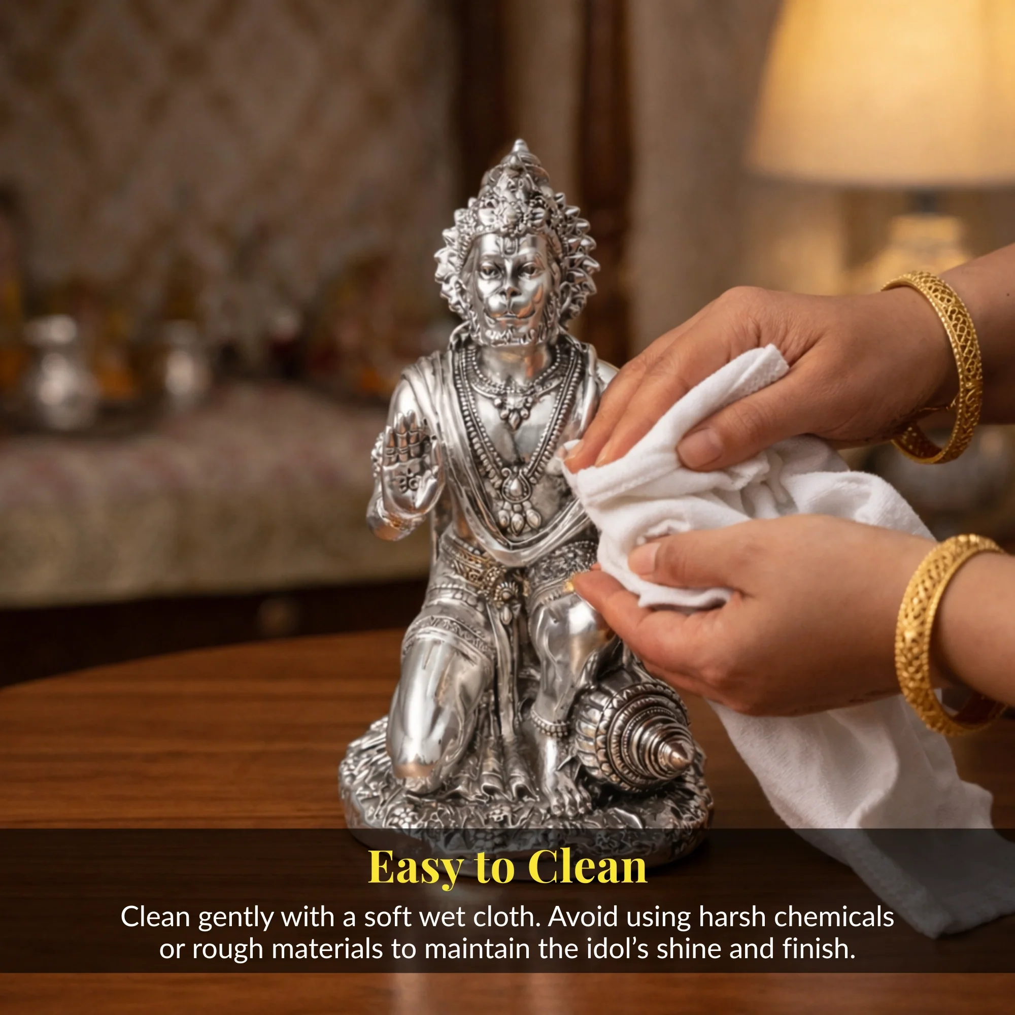 Hanuman Silver-Plated Idol (7") - Image 8