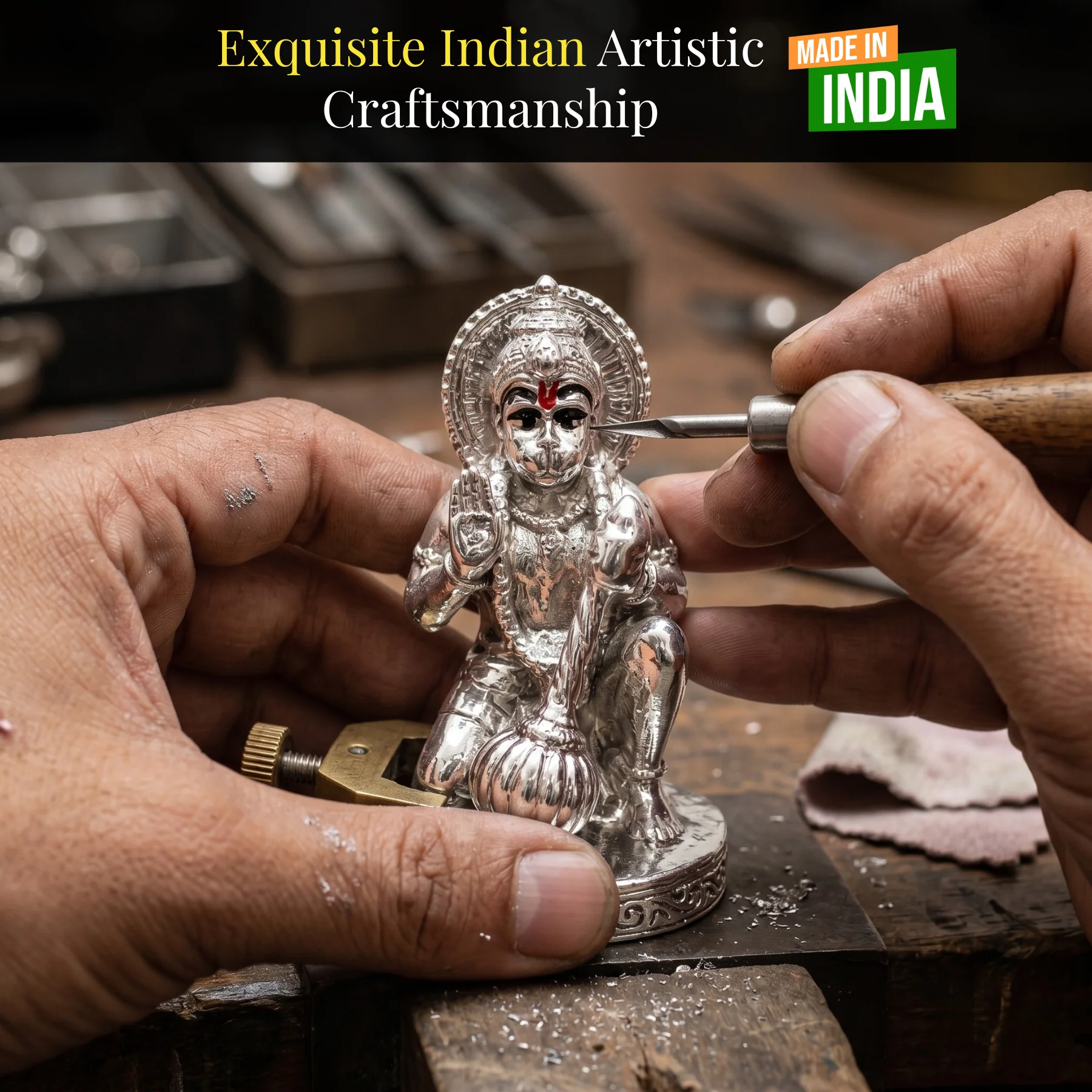 Hanuman Silver-Plated Idol - Image 8
