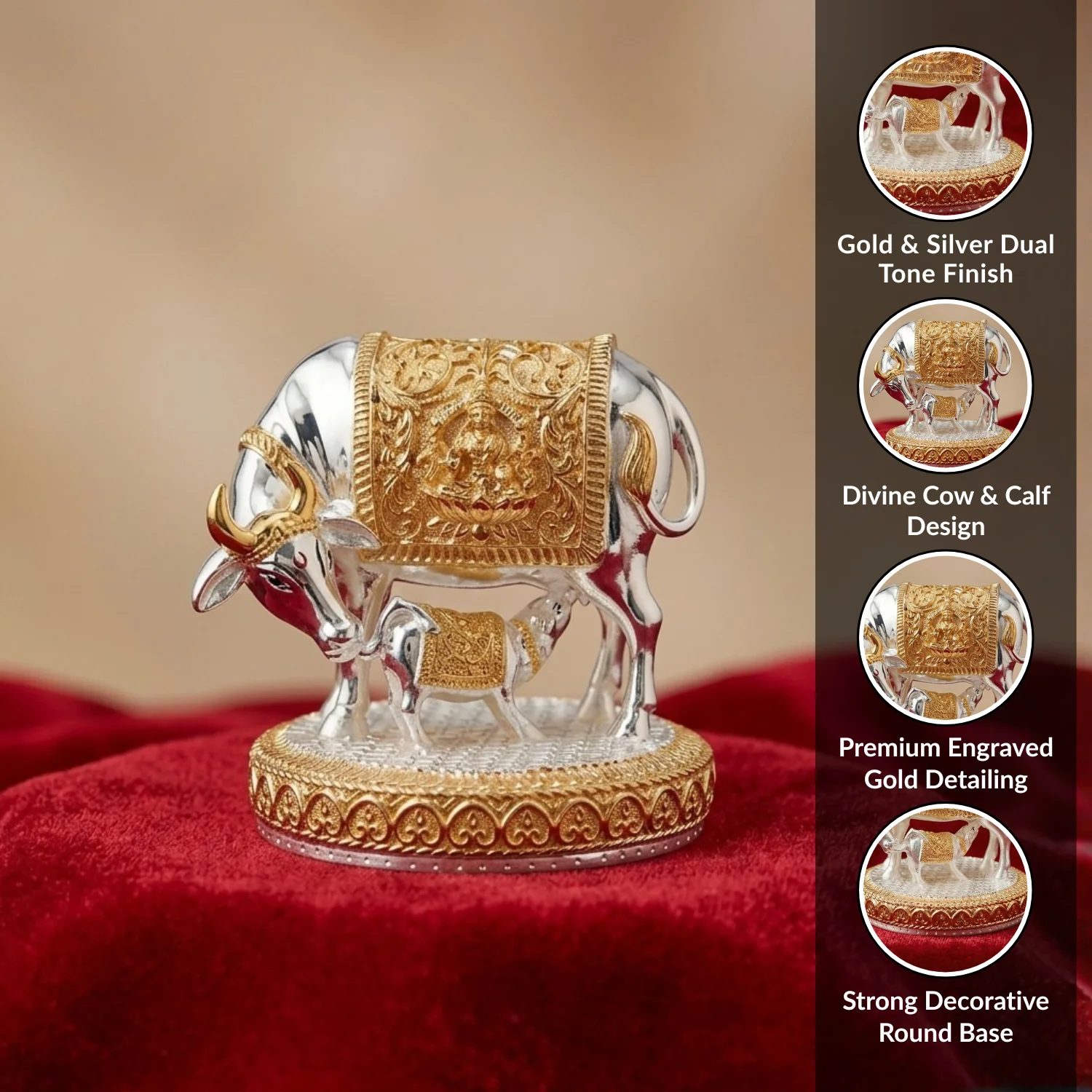 Kamdhenu Cow Gold & Silver-Plated Idol - Image 6