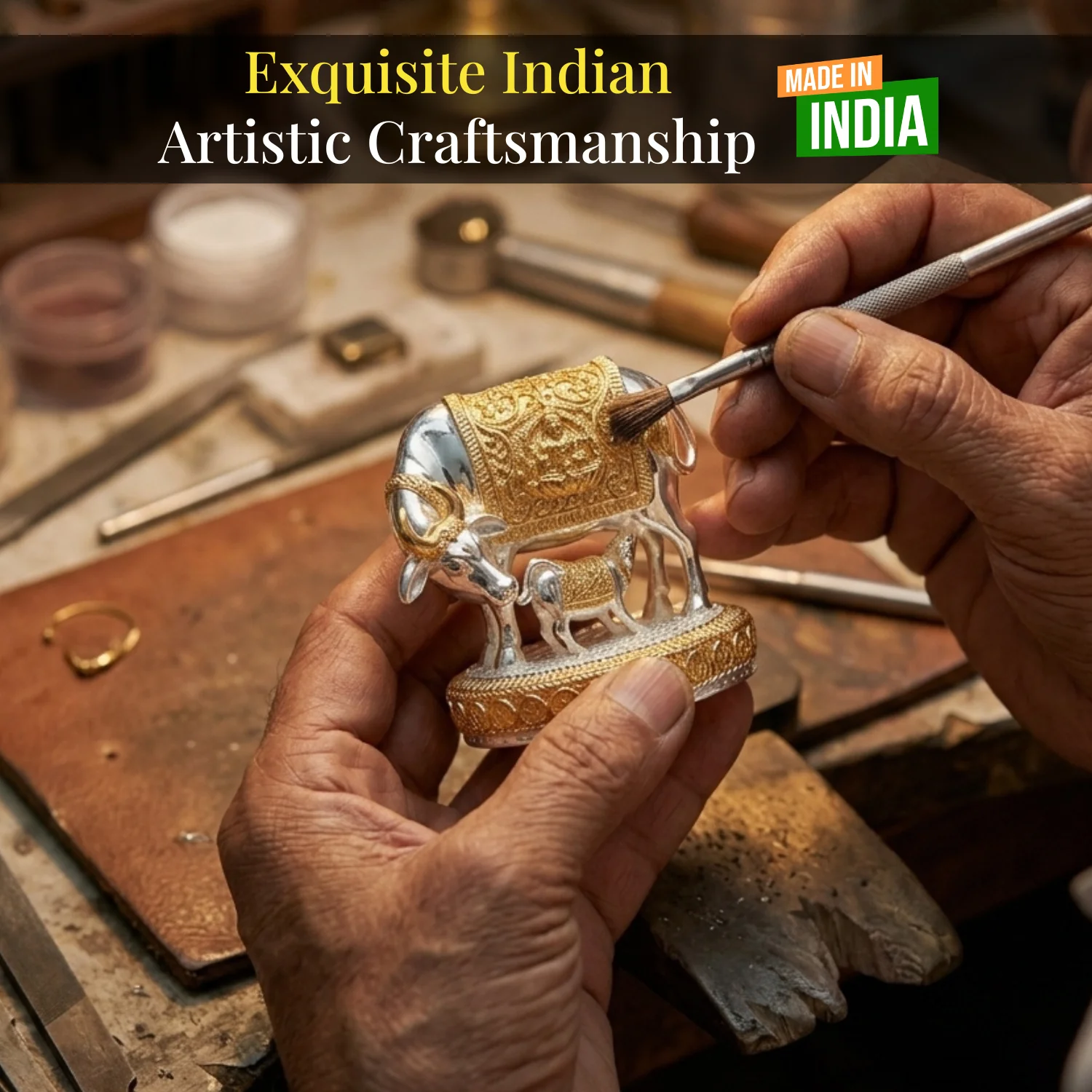 Kamdhenu Cow Gold & Silver-Plated Idol - Image 7