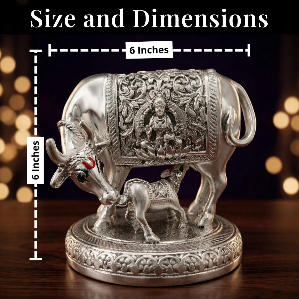 Kamdhenu Cow Silver-Plated Idol - Image 11