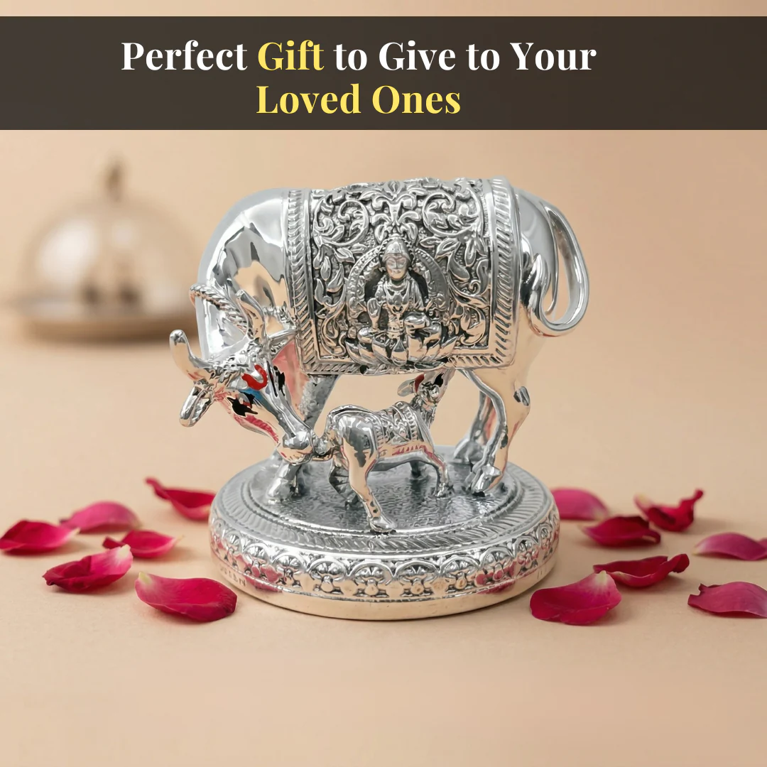 Kamdhenu Cow Silver-Plated Idol - Image 5