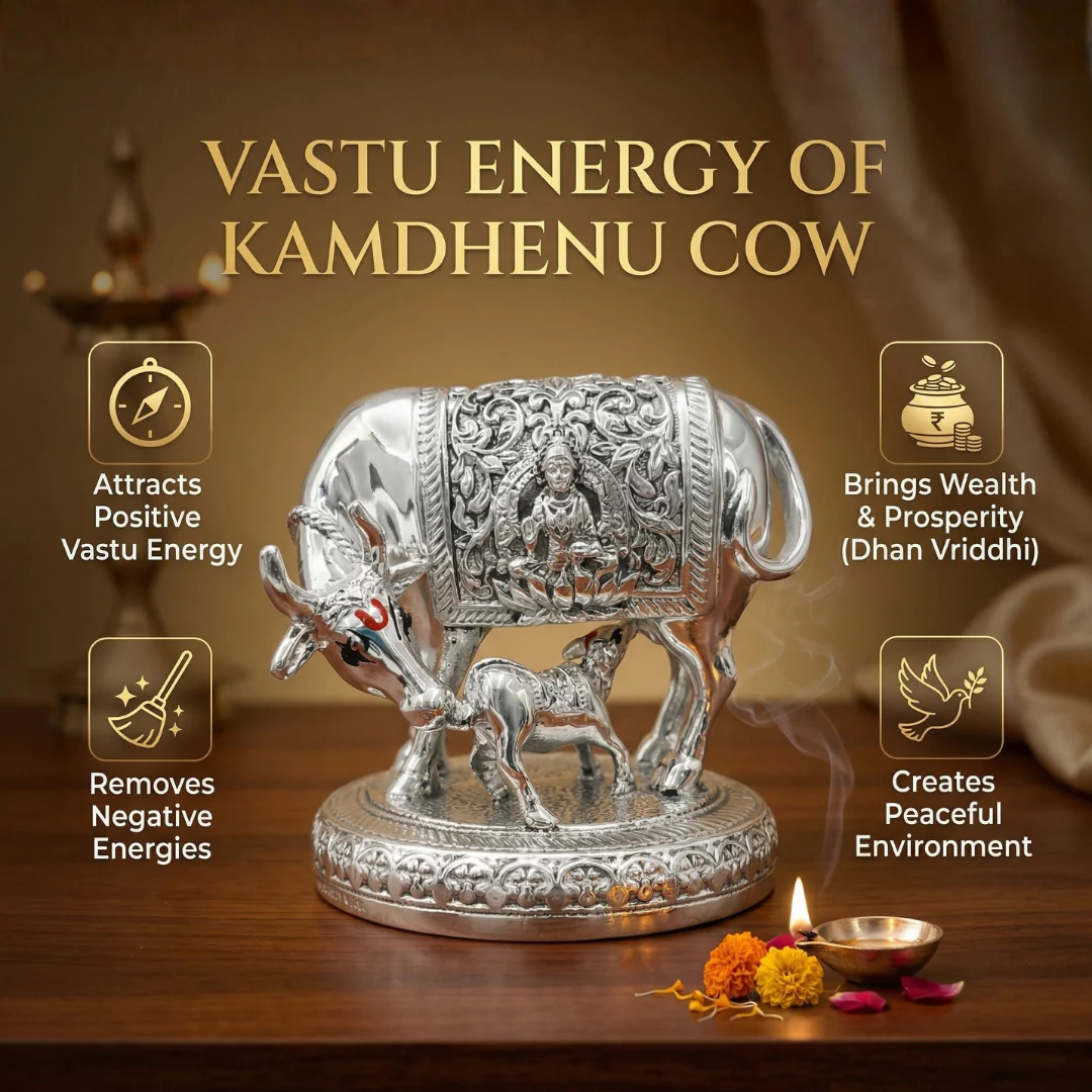 Kamdhenu Cow Silver-Plated Idol - Image 6