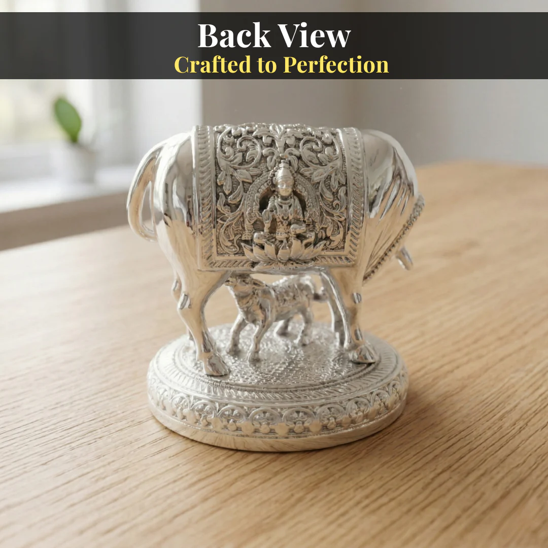 Kamdhenu Cow Silver-Plated Idol - Image 7