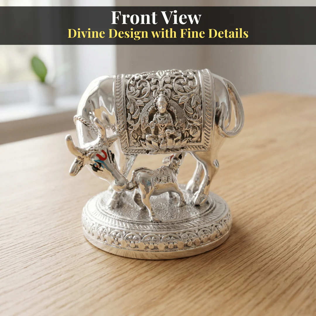 Kamdhenu Cow Silver-Plated Idol - Image 8