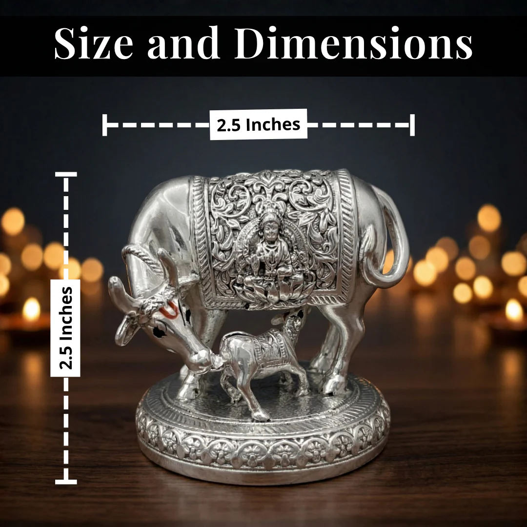 Kamdhenu Cow Silver-Plated Idol - Image 9