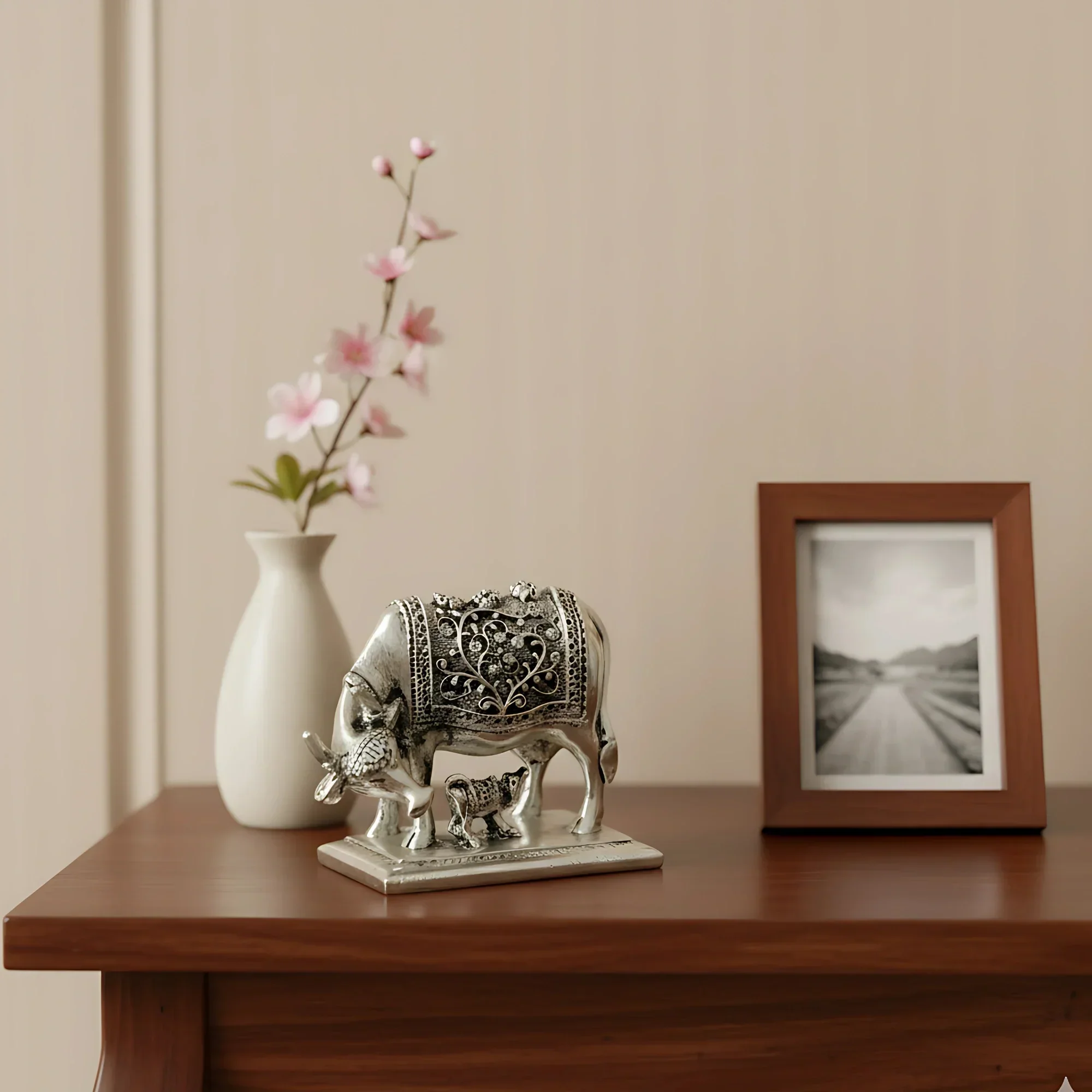 Kamdhenu Cow Silver-Plated Idol (4") - Image 5