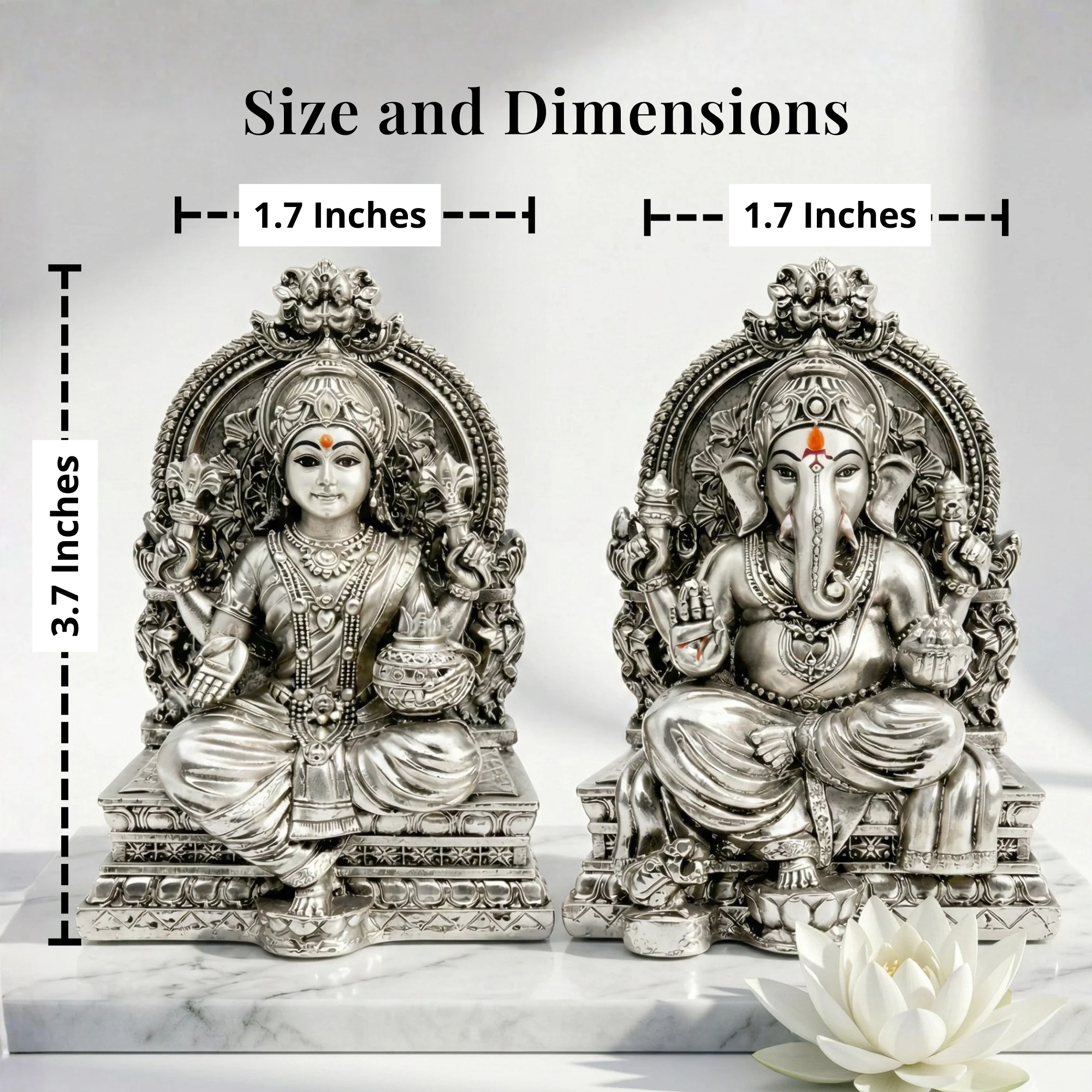 Lakshmi Ganesh Silver-Plated Idol Set (3.7") - Image 3
