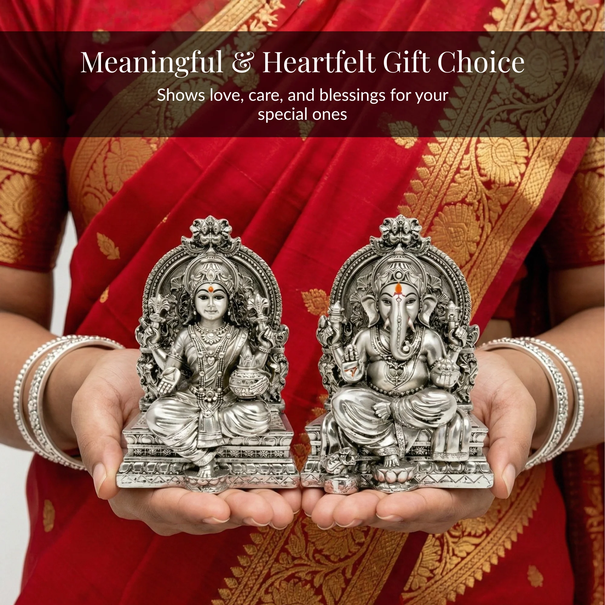 Lakshmi Ganesh Silver-Plated Idol Set (3.7") - Image 4