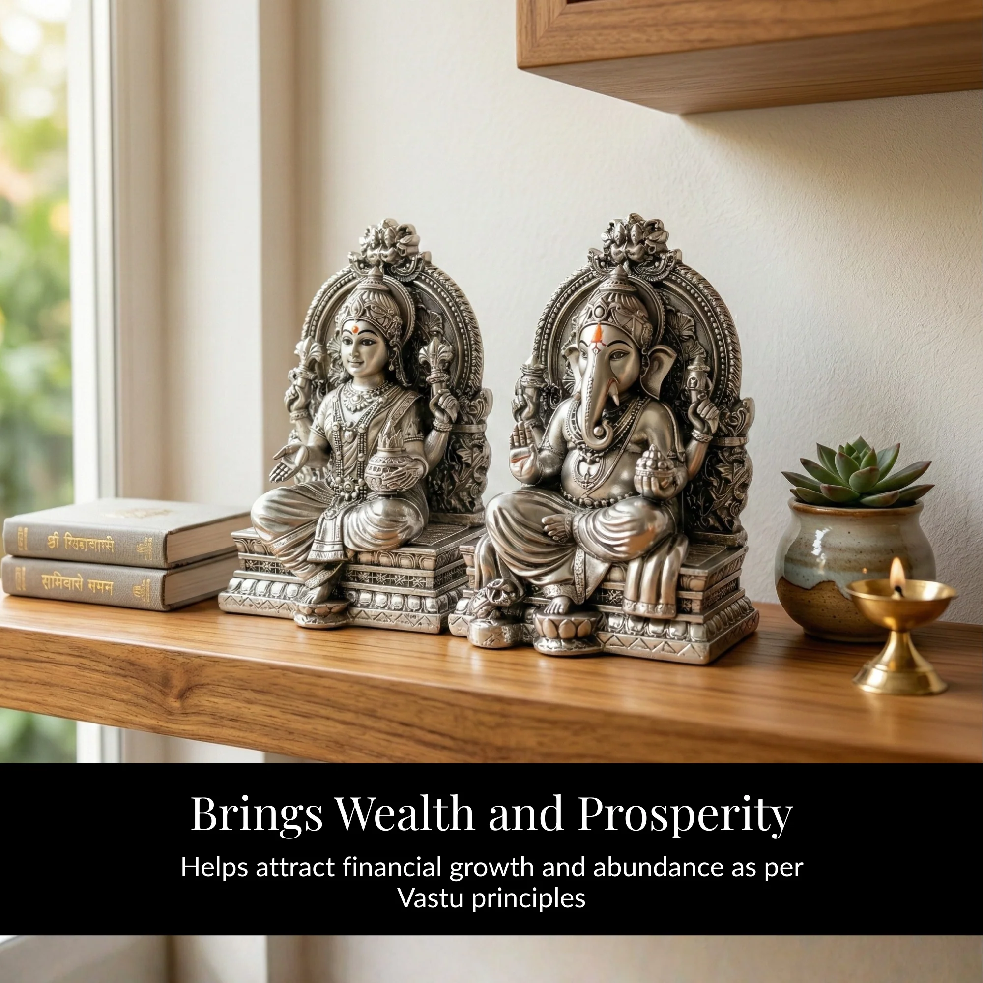 Lakshmi Ganesh Silver-Plated Idol Set (3.7") - Image 7