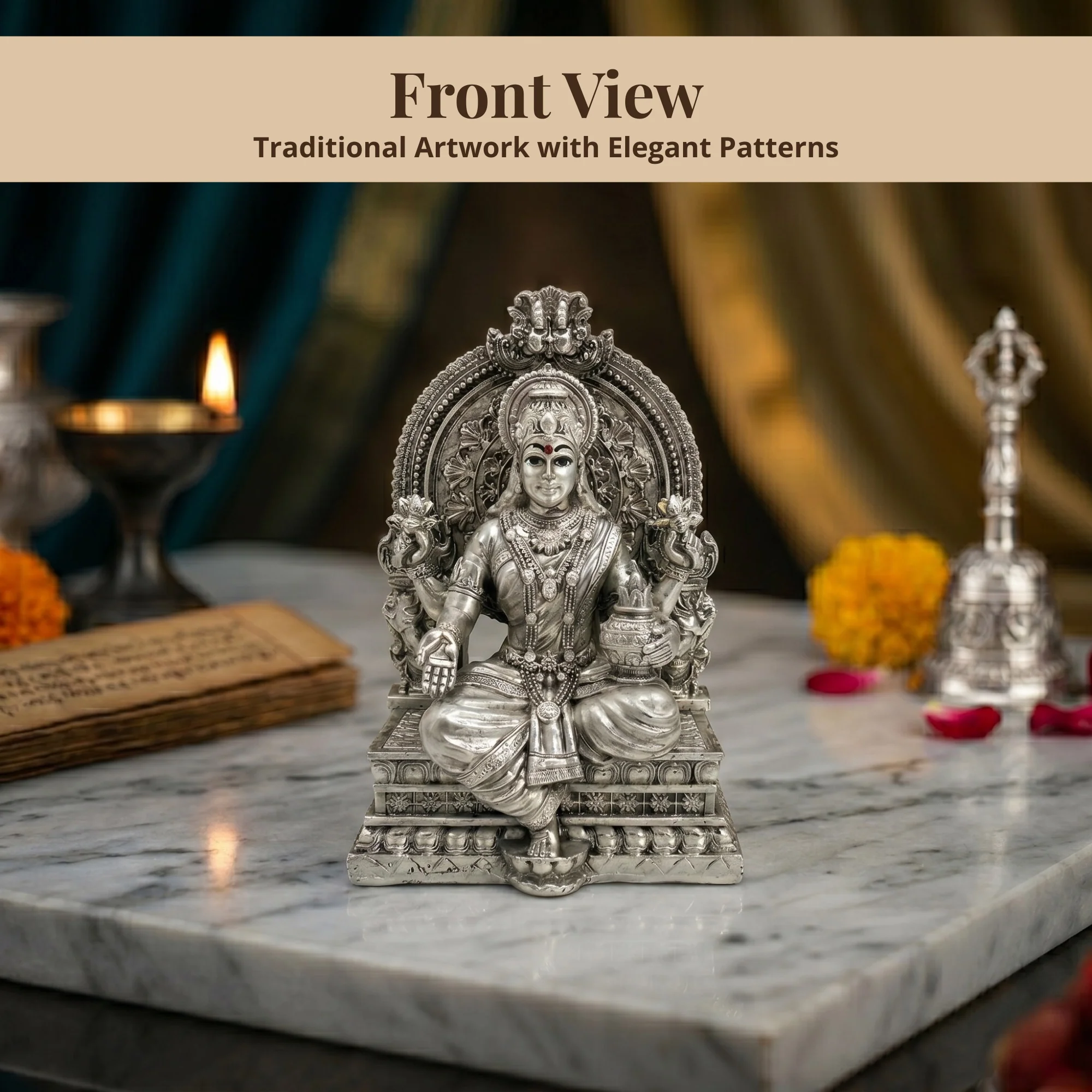 Lakshmi Silver-Plated Idol (3.7") - Image 4