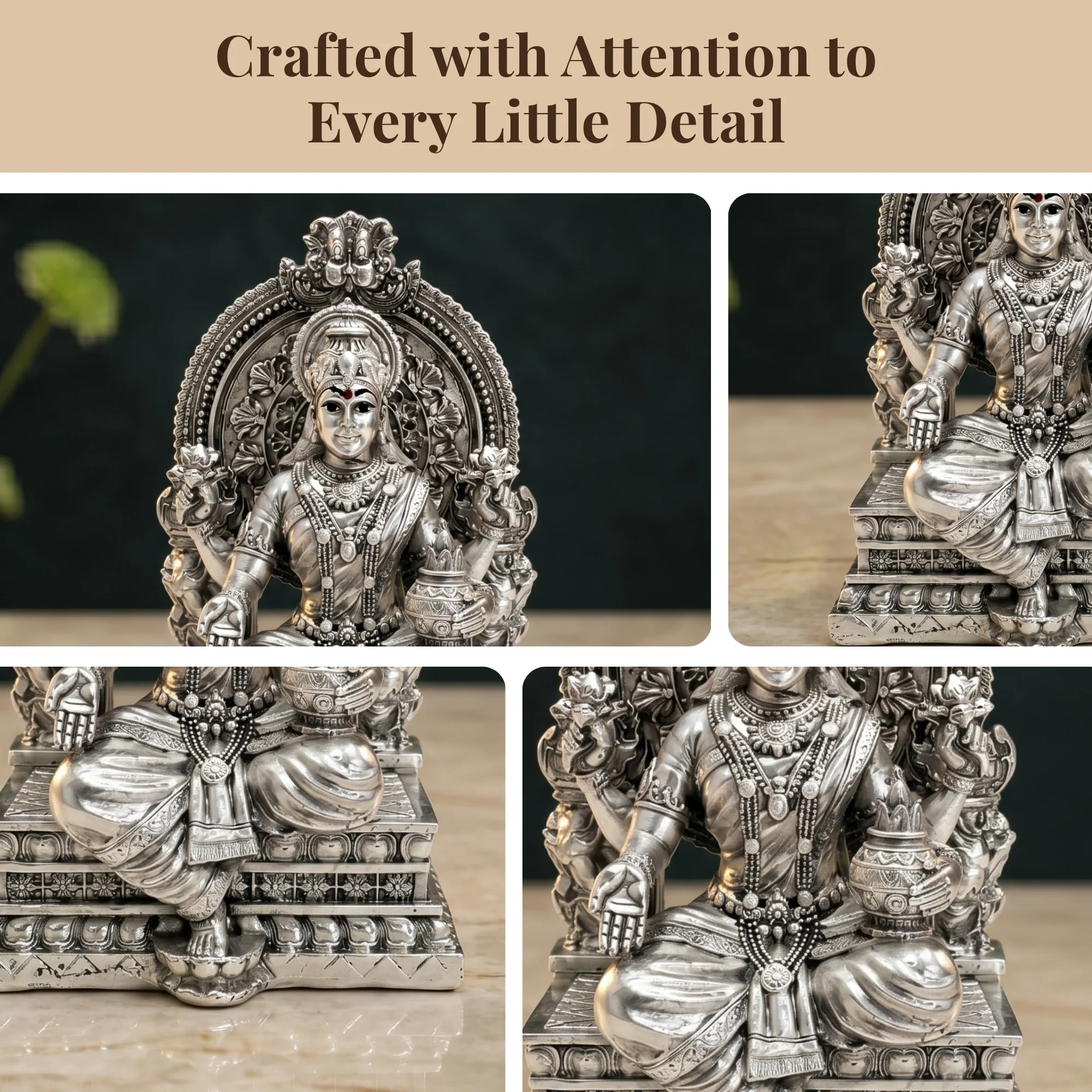 Lakshmi Silver-Plated Idol (3.7") - Image 7