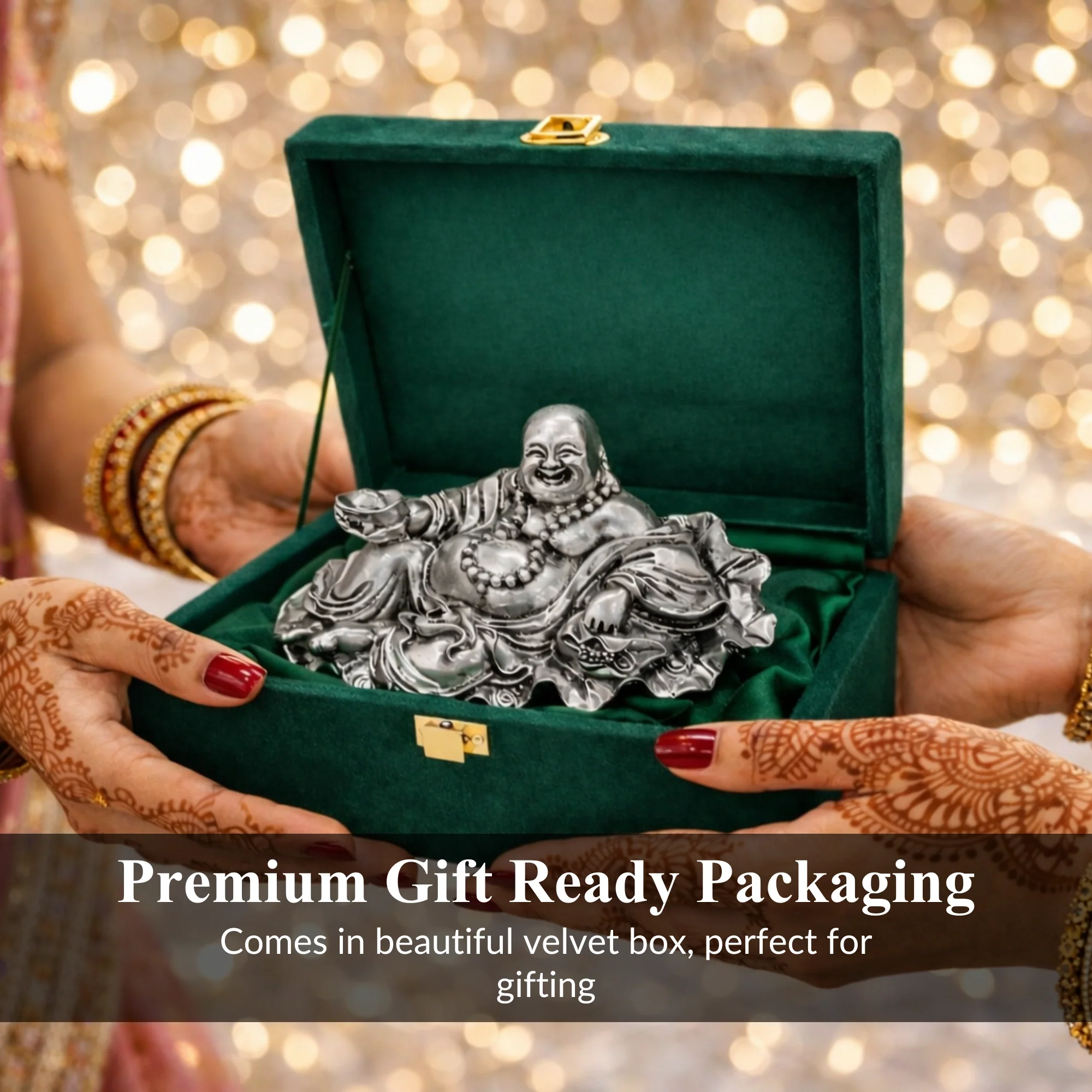 Laughing Buddha Silver-Plated Idol (5") - Image 7