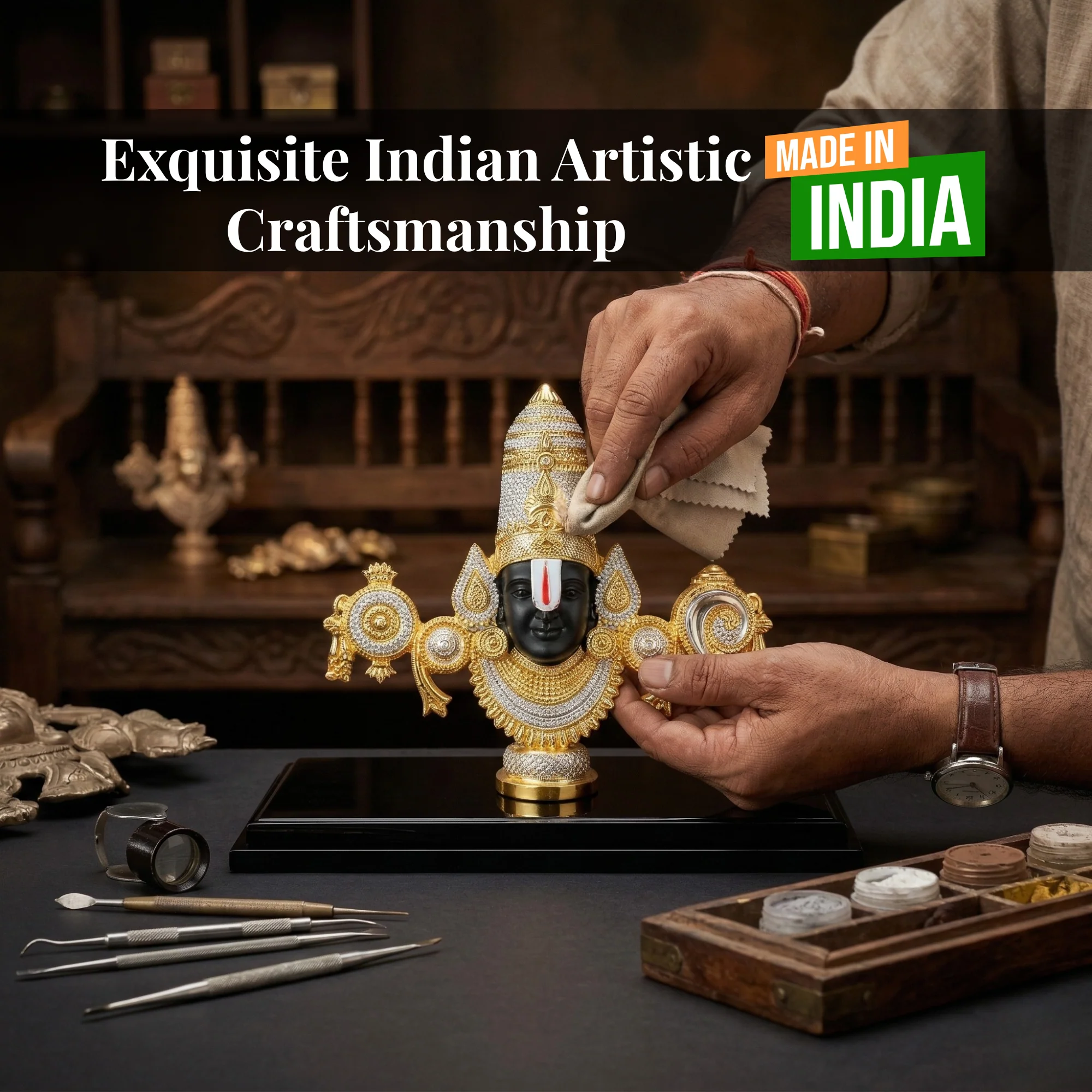 Lord Balaji Gold & Silver-Plated Idol - Image 6