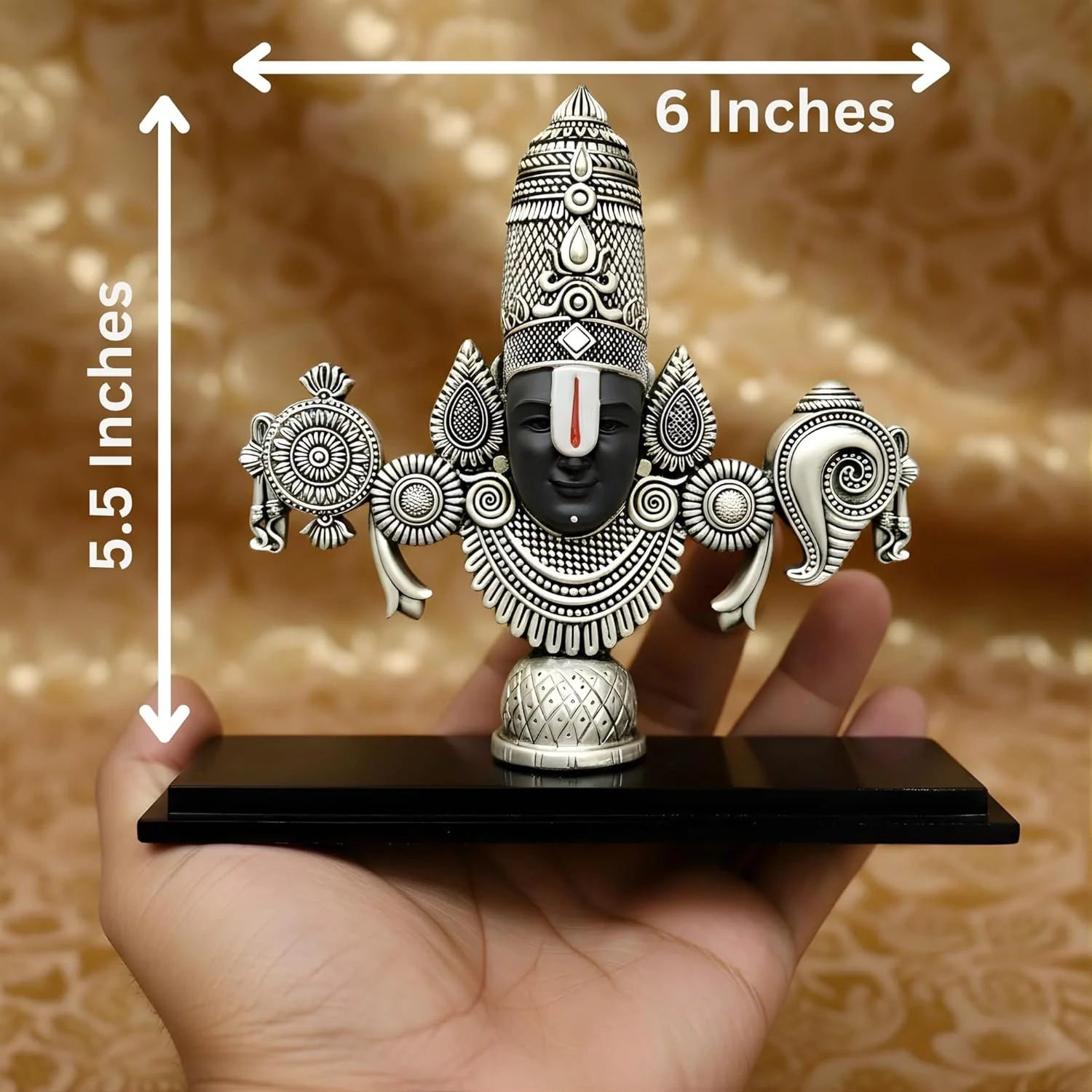 Lord Venkateswara Balaji Silver-Plated Idol - Image 3