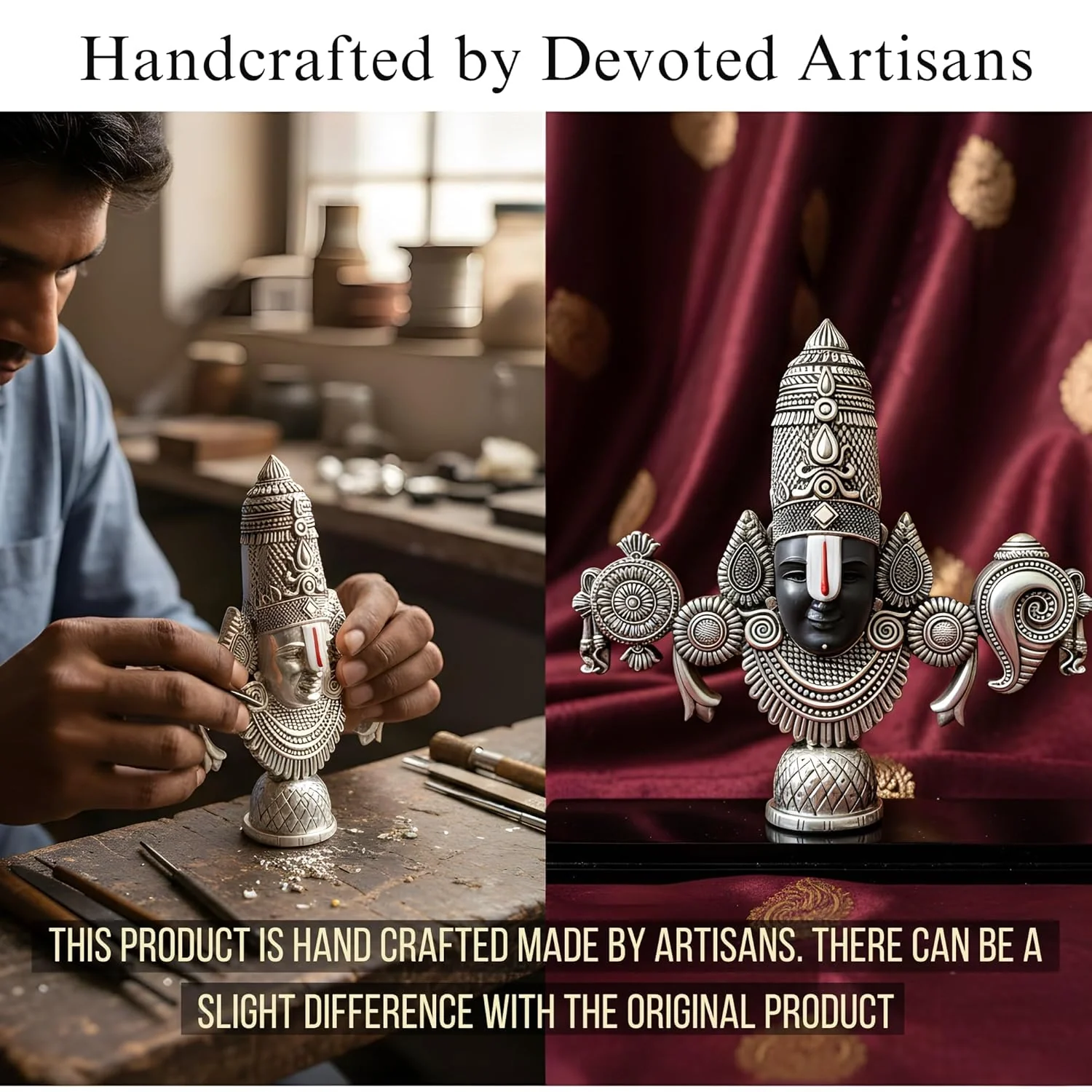Lord Venkateswara Balaji Silver-Plated Idol - Image 7