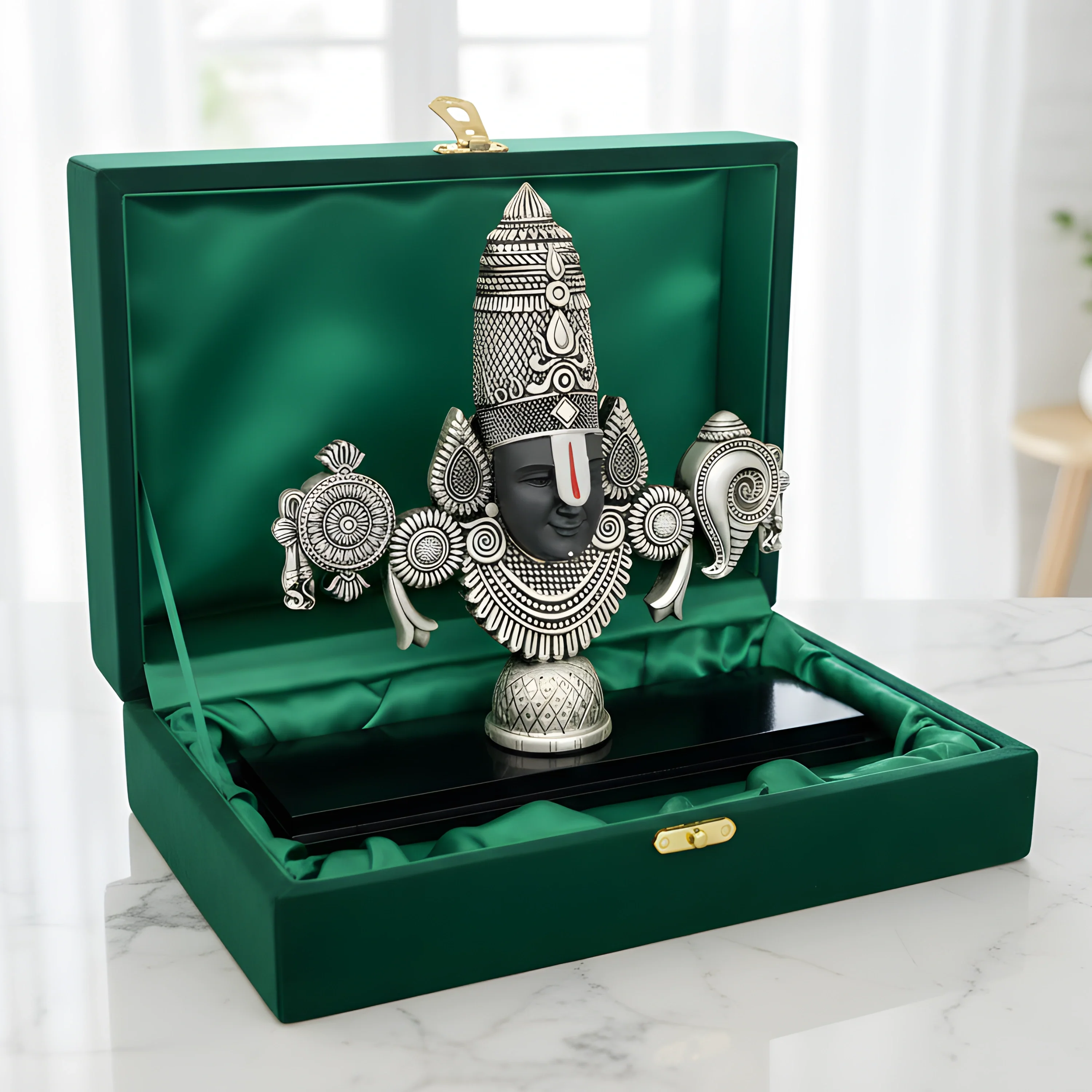 Lord Venkateswara Balaji Silver-Plated Idol - Image 9
