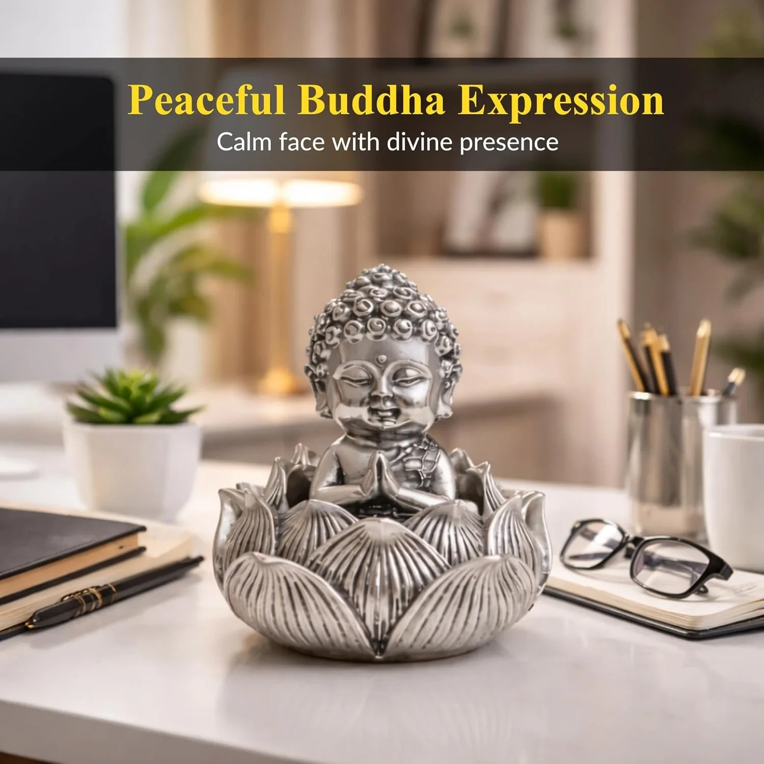 Lotus Buddha Silver-Plated Idol (3.5") - Image 3