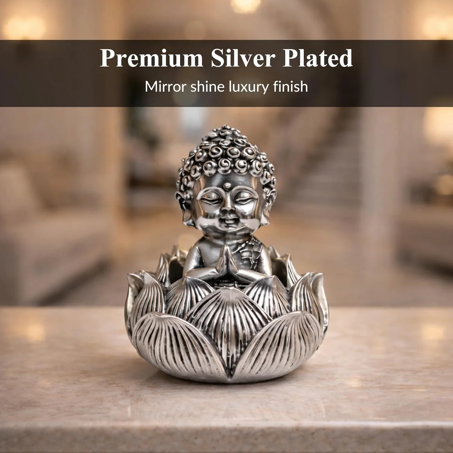 Lotus Buddha Silver-Plated Idol (3.5") - Image 7