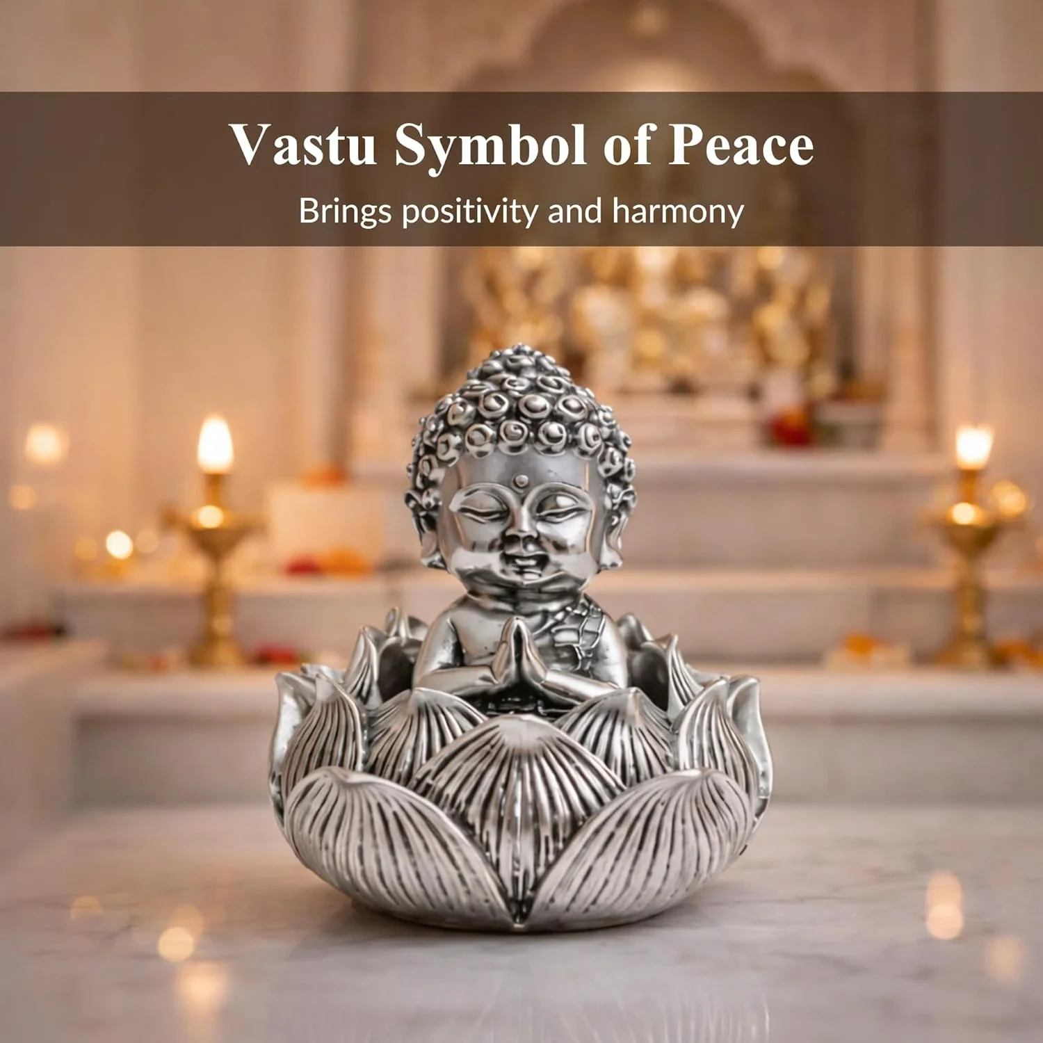 Lotus Buddha Silver-Plated Idol (3.5") - Image 8