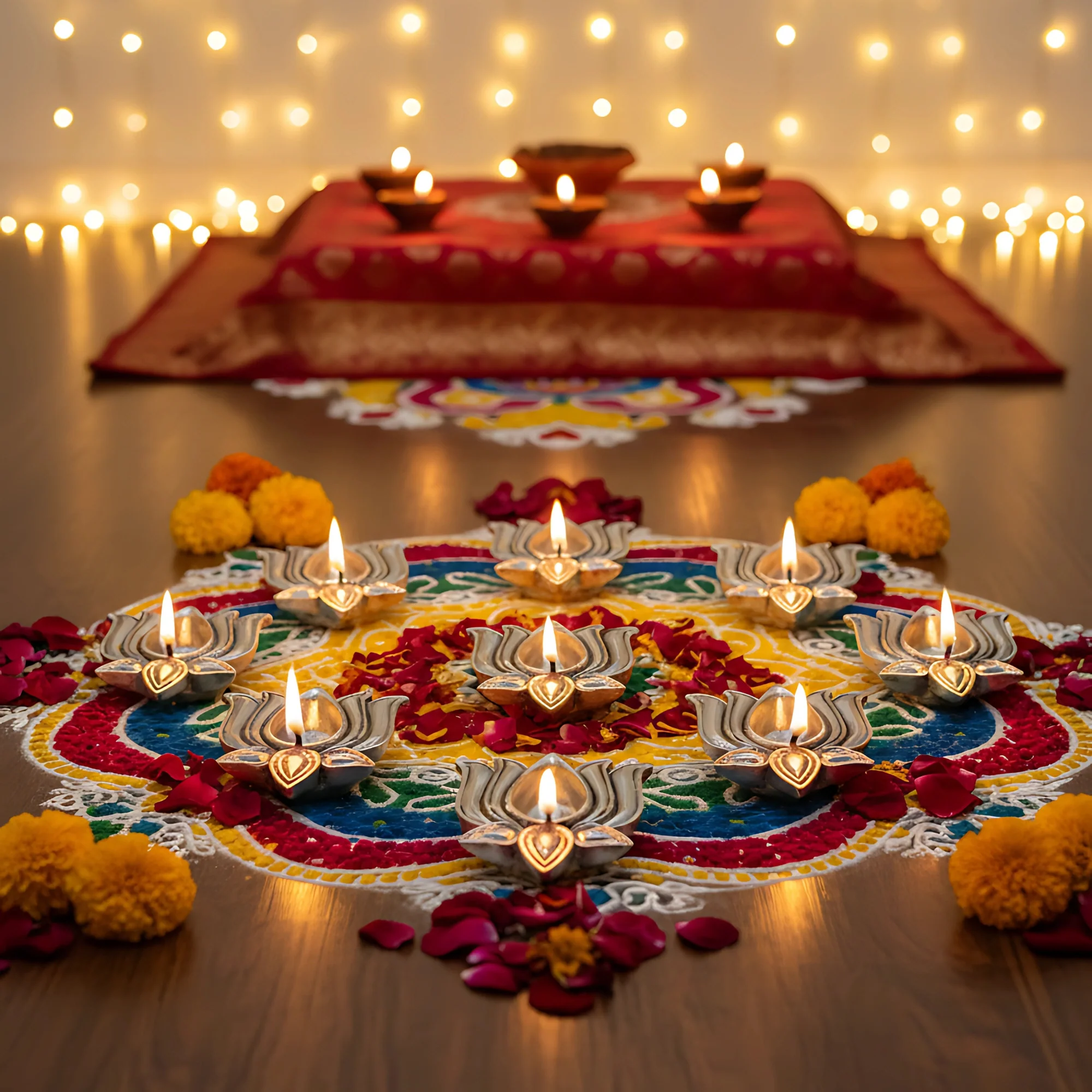 Lotus Diya Set Silver-Plated (3" each) - Image 4