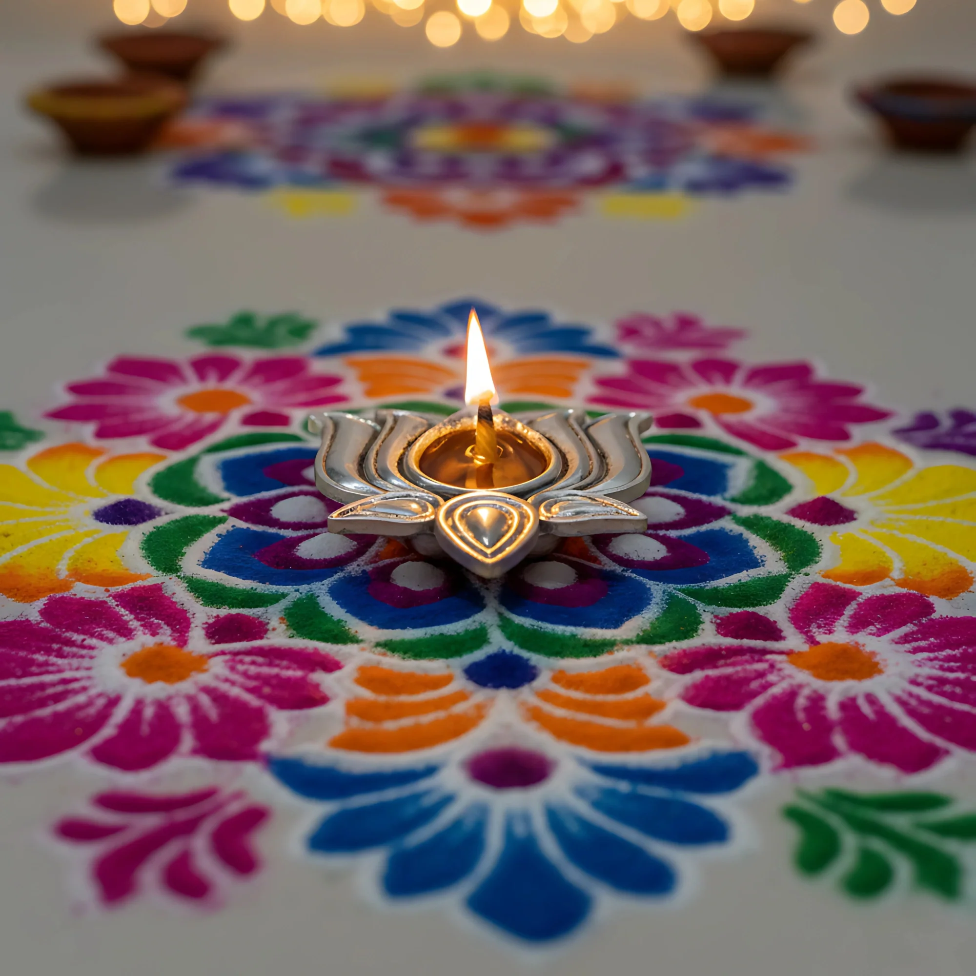 Lotus Diya Set Silver-Plated (3" each) - Image 6