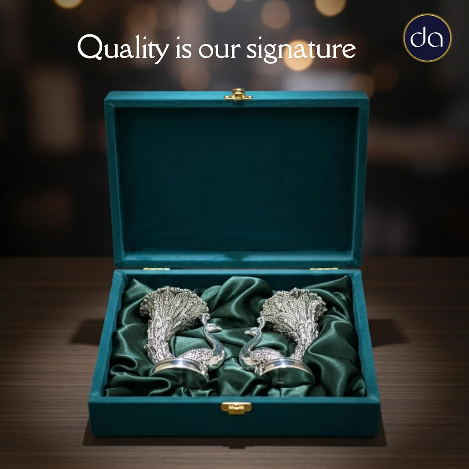 Peacock Candle Set Silver-Plated | Pack of 2 (5" each) - Image 8