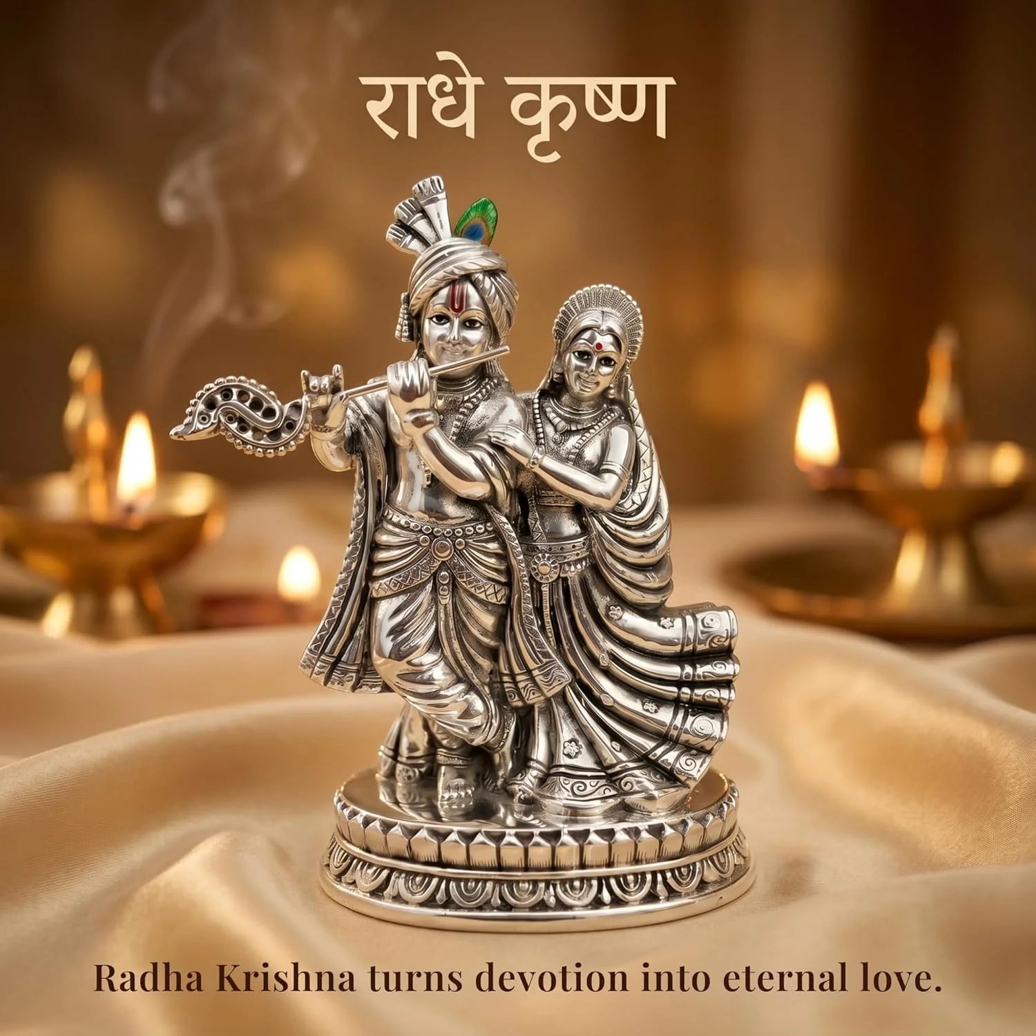 Premium Silver Plated Radha Krishna Idol – 5.3 Inch - Image 6