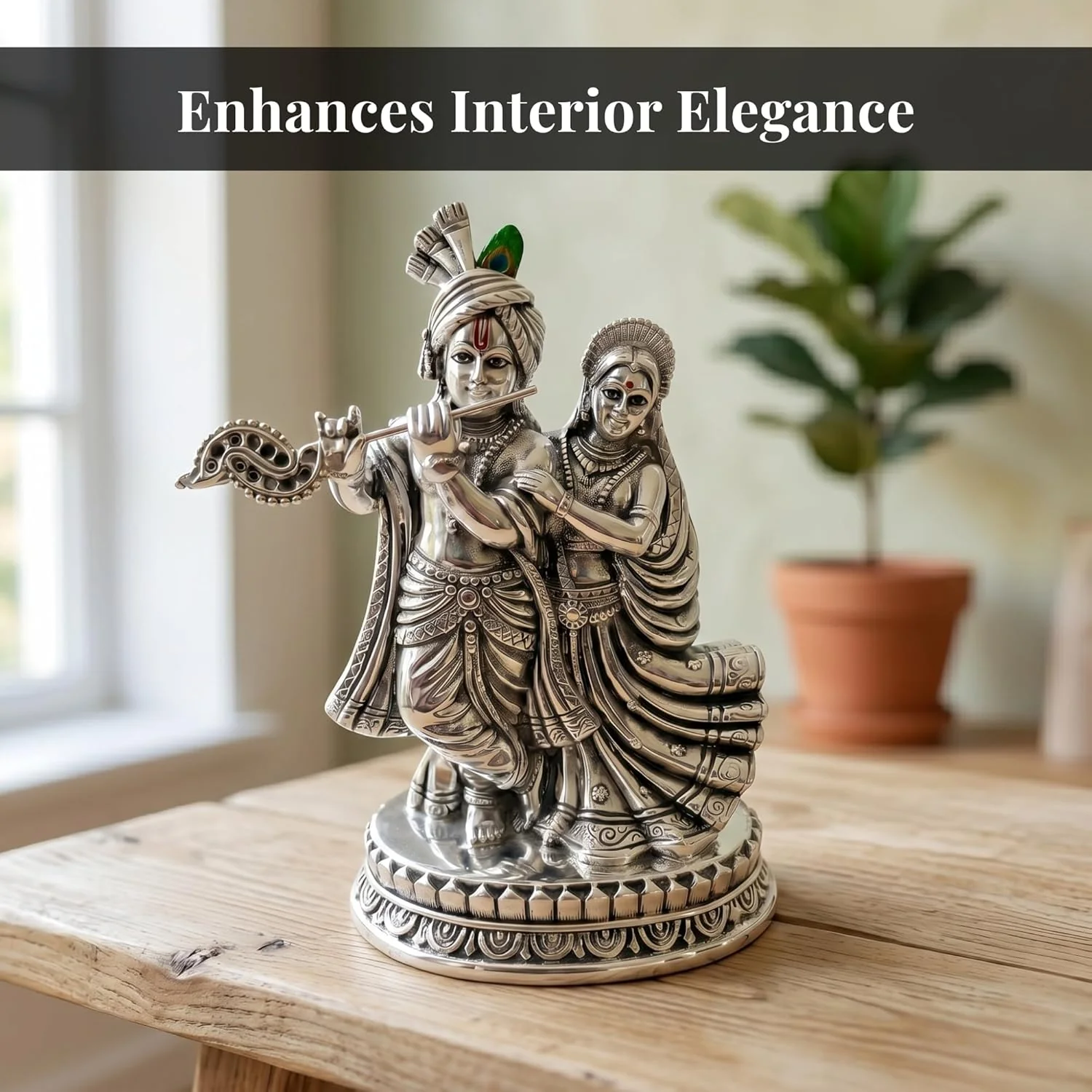 Premium Silver Plated Radha Krishna Idol – 5.3 Inch - Image 7